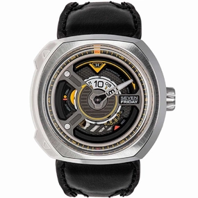 SevenFriday Men's Watch - Blade Power Reserve Black Genuine Leather Strap | W1-01