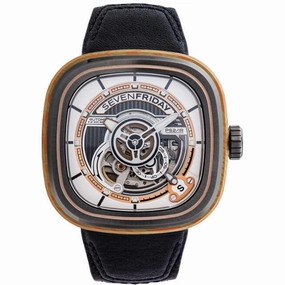 SevenFriday Men's Watch - P-Series Cuxedo Automatic Black Leather Strap | PS2-02