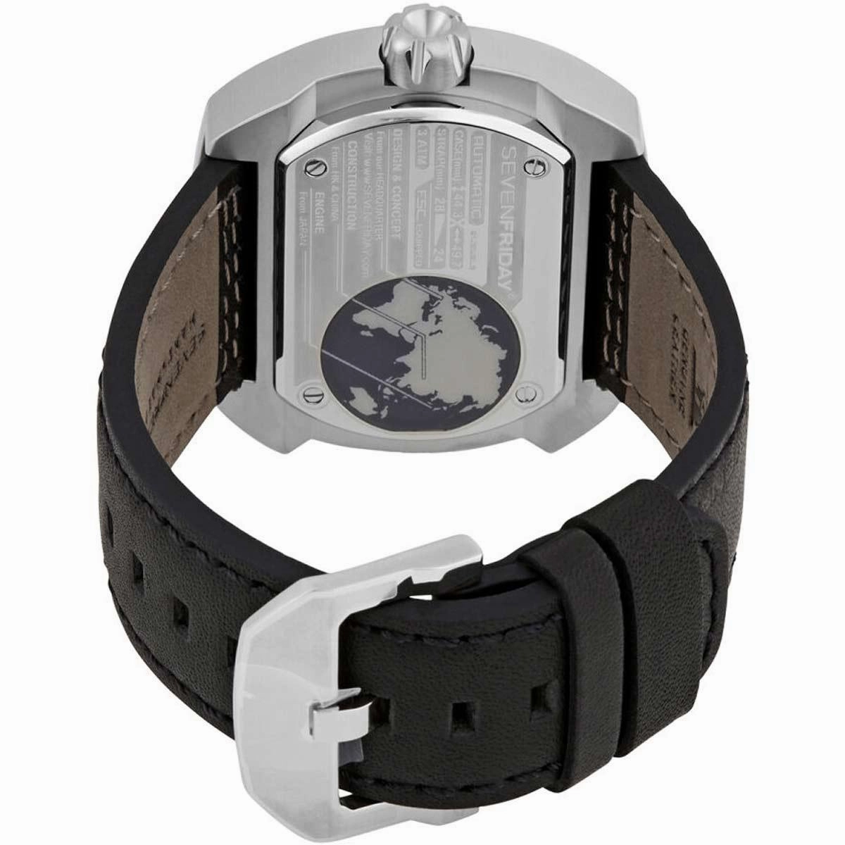 SevenFriday Men's Watch - Q Series Power Reserve Black and Silver Tone Dial | Q1-03
