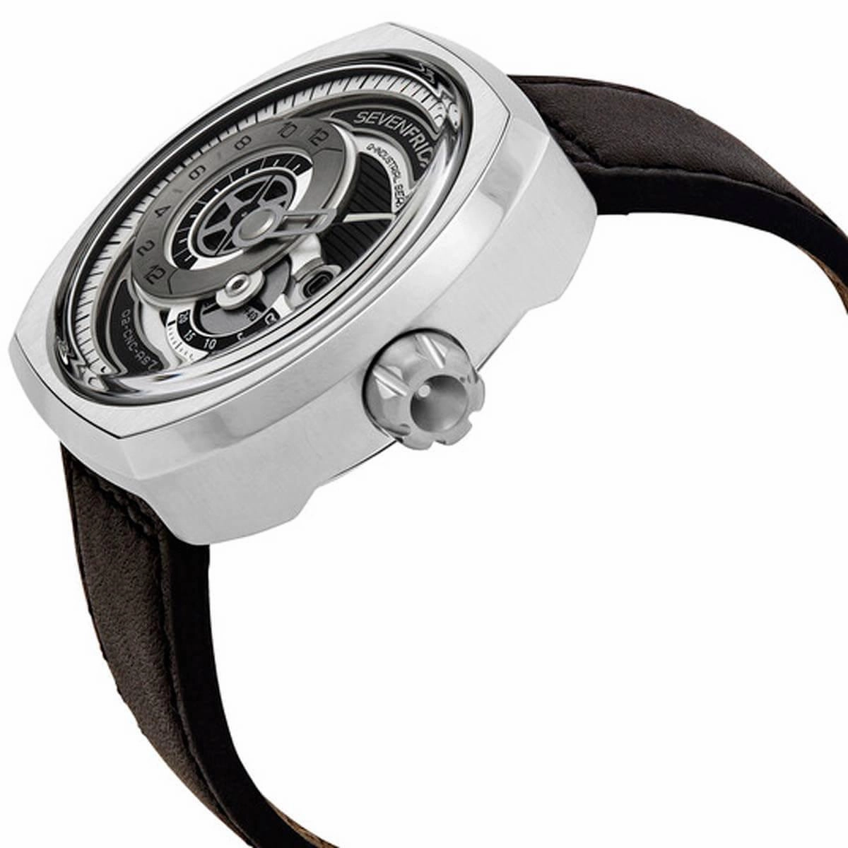 SevenFriday Men's Watch - Q Series Power Reserve Black and Silver Tone Dial | Q1-03