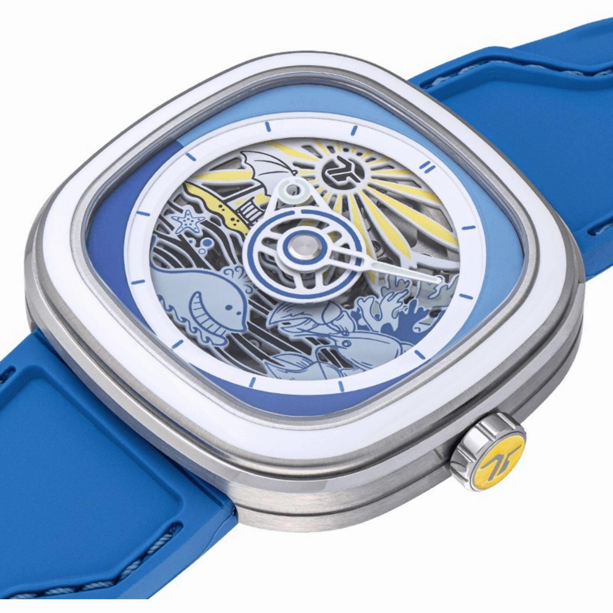 SevenFriday Unisex Watch - Beach Club Automatic Blue Soft Silicone Strap | T1-09