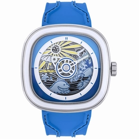 SevenFriday Unisex Watch - Beach Club Automatic Blue Soft Silicone Strap | T1-09