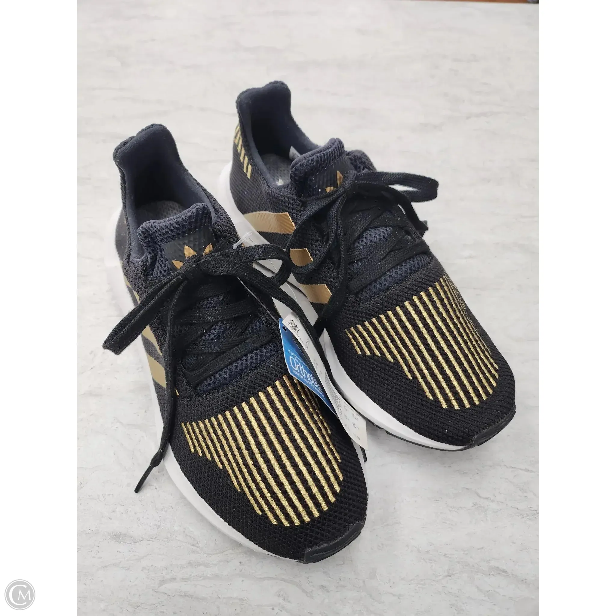 Shoes Athletic By Adidas In Black & Gold, Size: 7