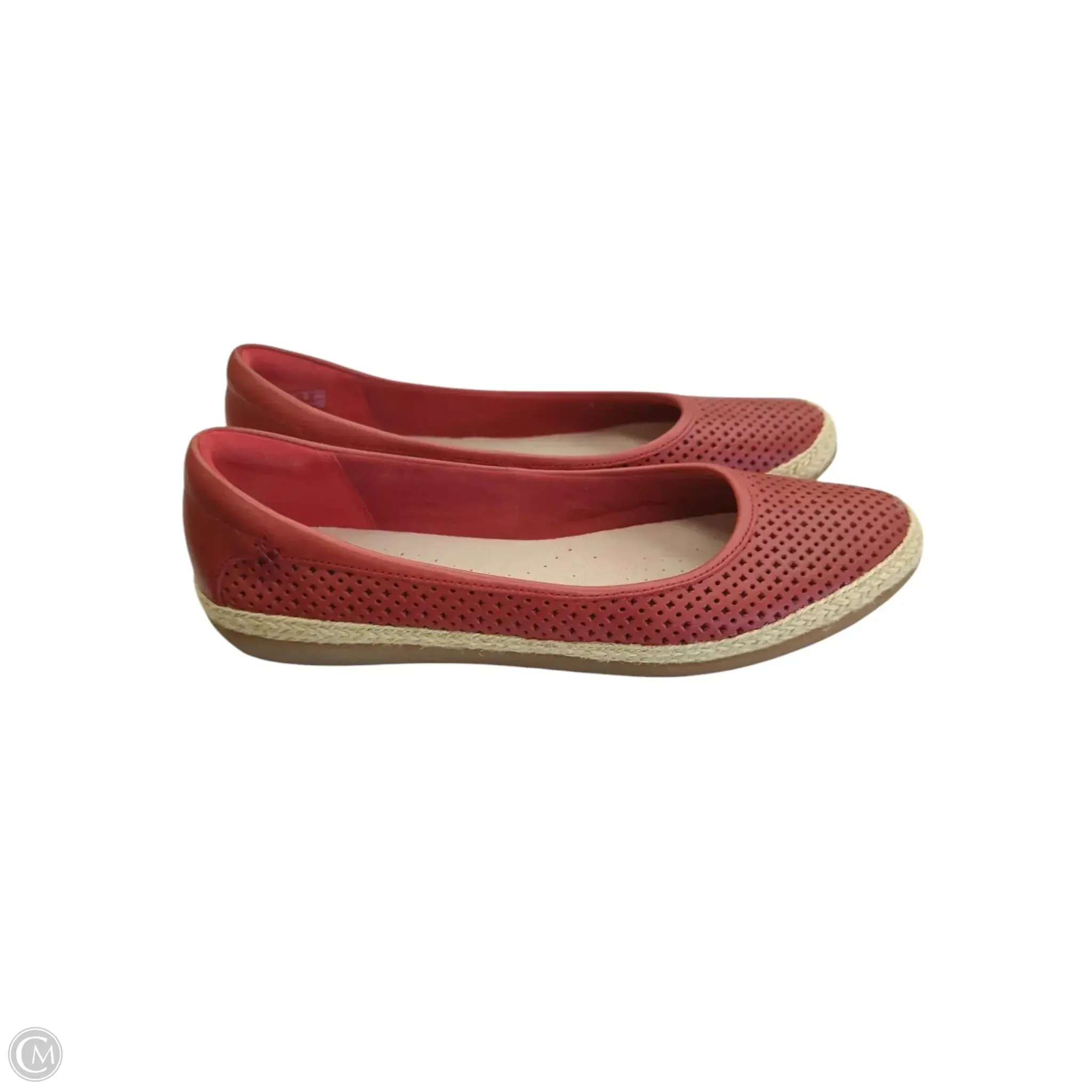 Shoes Flats By Clarks In Red, Size: 8