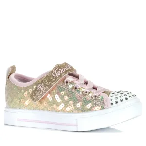 Skechers Kids' Twinkle Sparks - Sequin Party 314812L Gold/Pink Shoes_Skechers