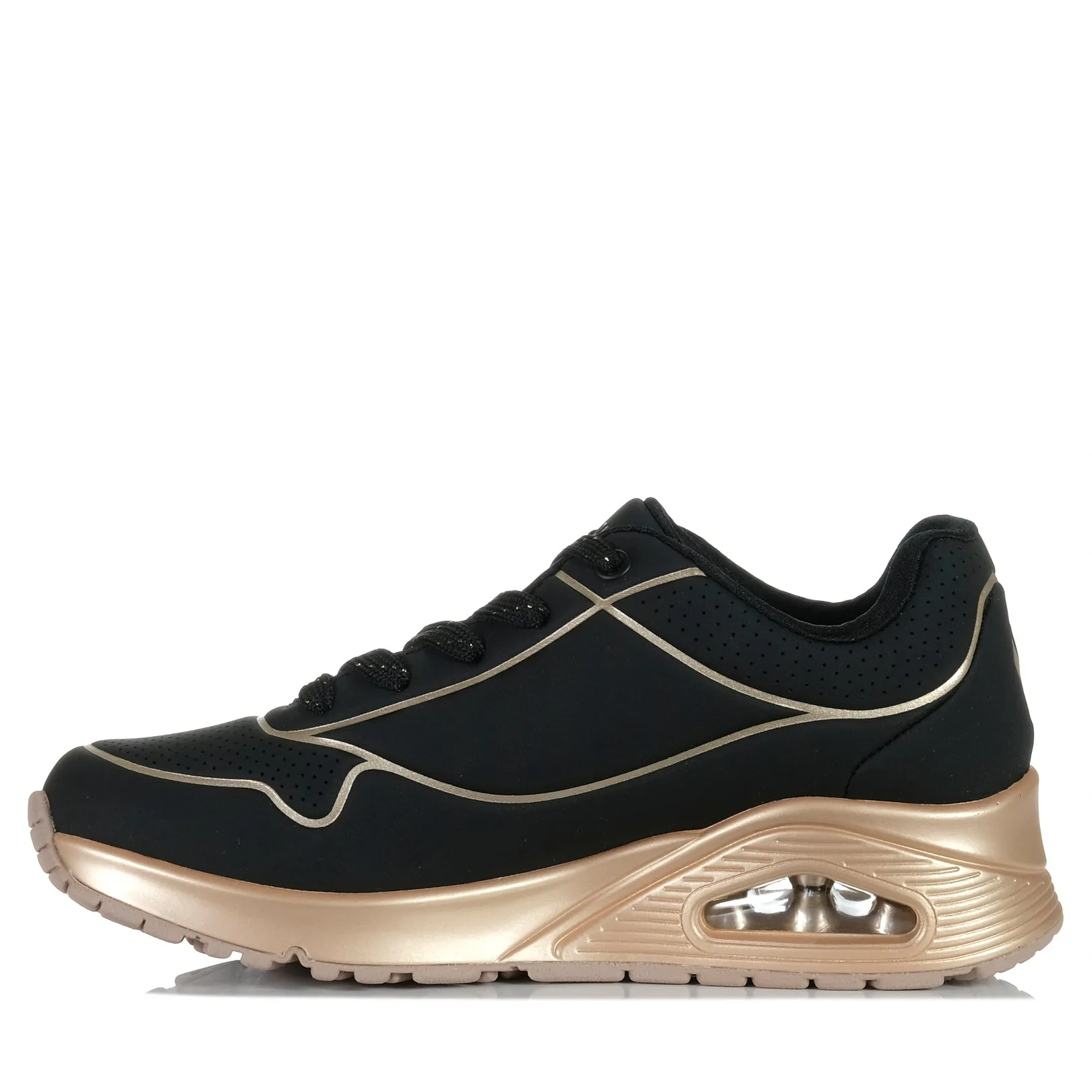 Skechers Uno - Cool Heels 177087 Black/Rose Gold Shoes_Skechers