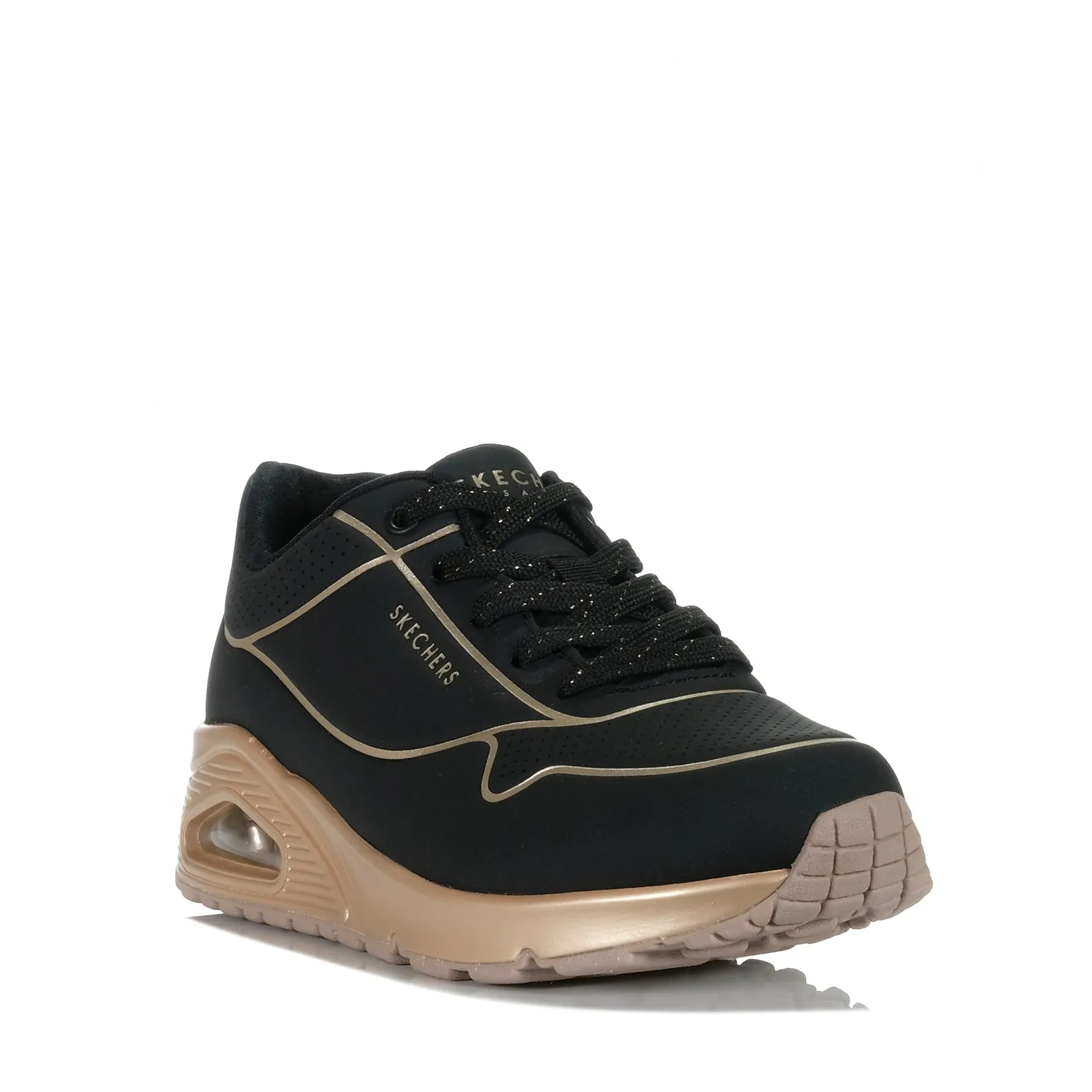 Skechers Uno - Cool Heels 177087 Black/Rose Gold Shoes_Skechers
