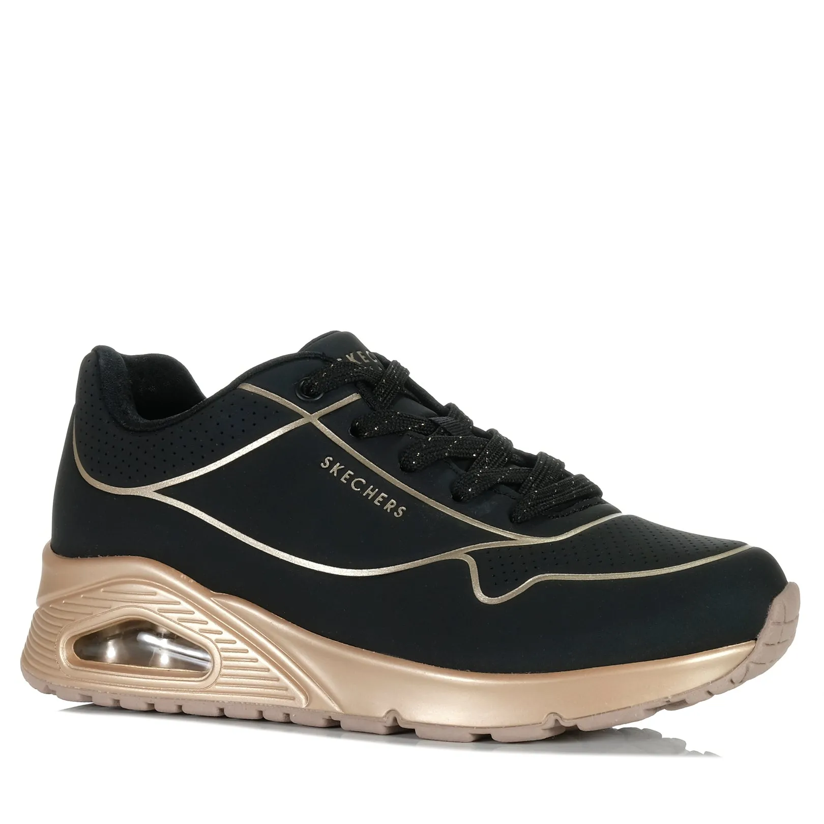 Skechers Uno - Cool Heels 177087 Black/Rose Gold Shoes_Skechers