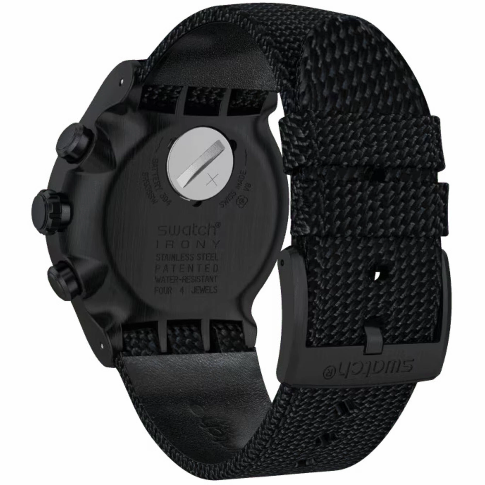 Swatch Men's Watch - Irony Thenero Chronograph Quartz Black Dial Strap | YOB404