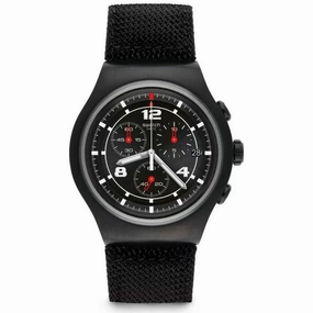 Swatch Men's Watch - Irony Thenero Chronograph Quartz Black Dial Strap | YOB404