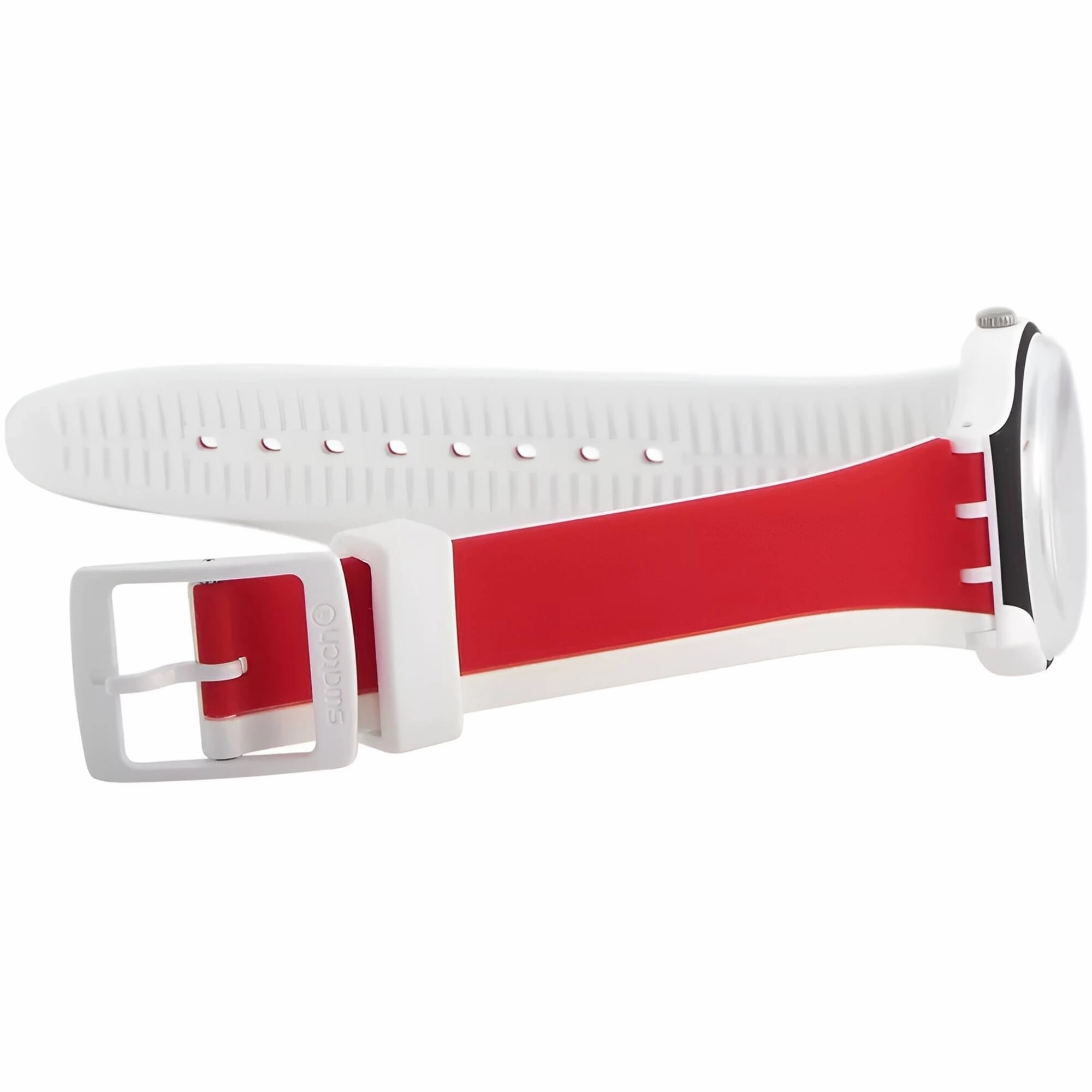 Swatch Unisex Watch - Redtwist Quartz Red and White Silicone Rubber Strap | GW208