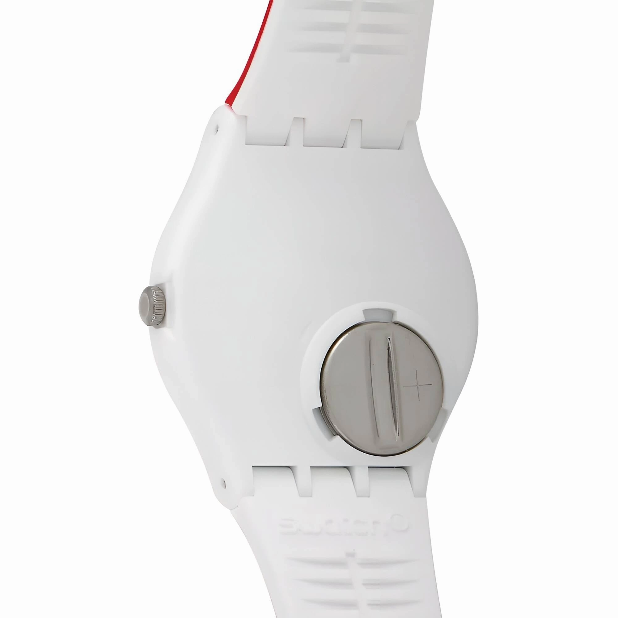 Swatch Unisex Watch - Redtwist Quartz Red and White Silicone Rubber Strap | GW208