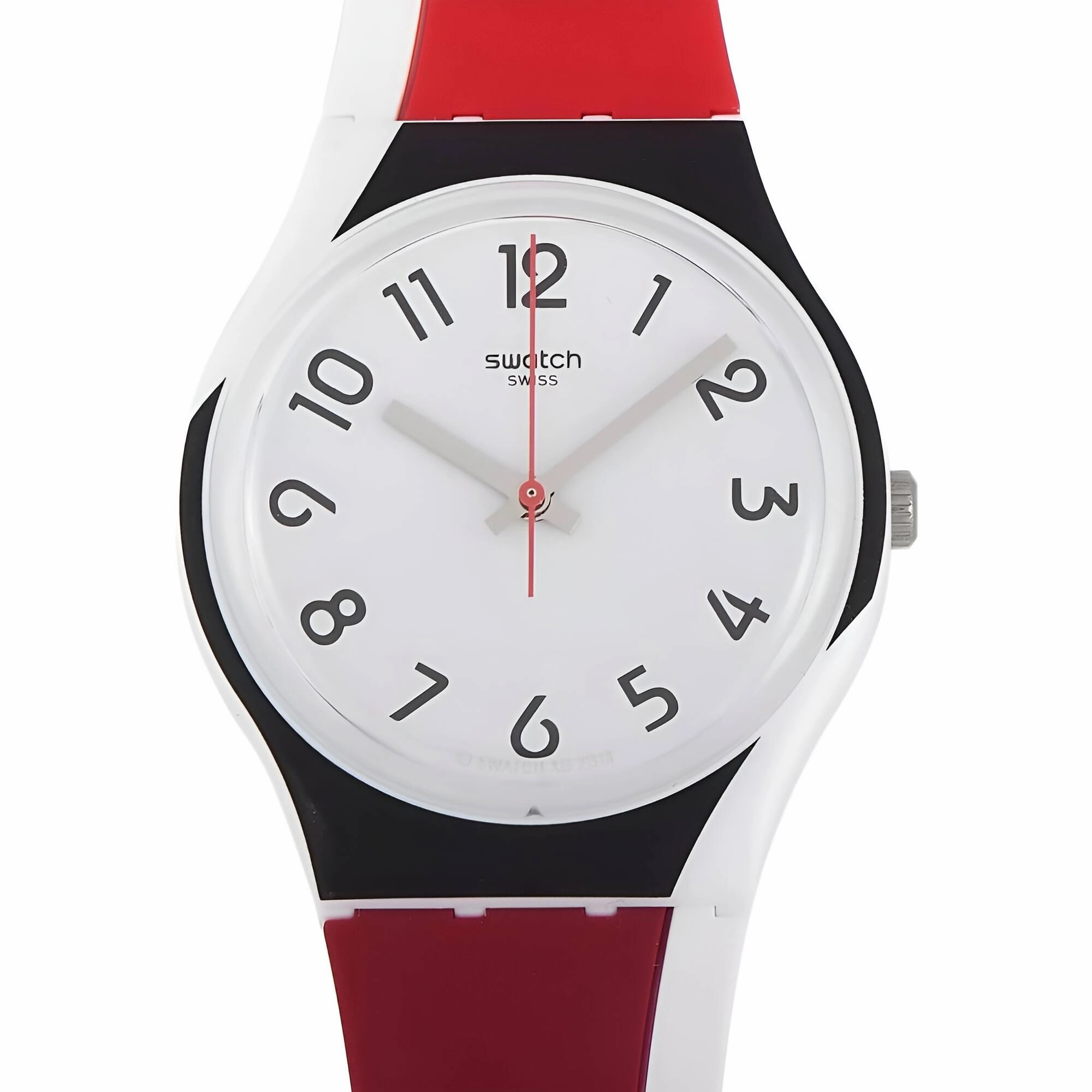 Swatch Unisex Watch - Redtwist Quartz Red and White Silicone Rubber Strap | GW208