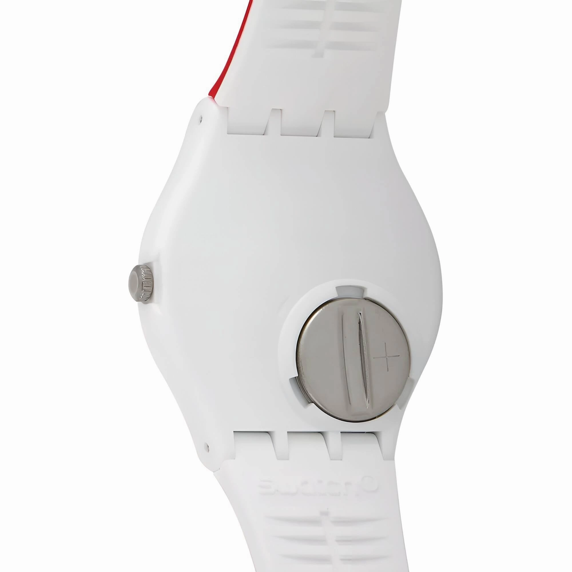 Swatch Unisex Watch - Redtwist Quartz Red and White Silicone Rubber Strap | GW208