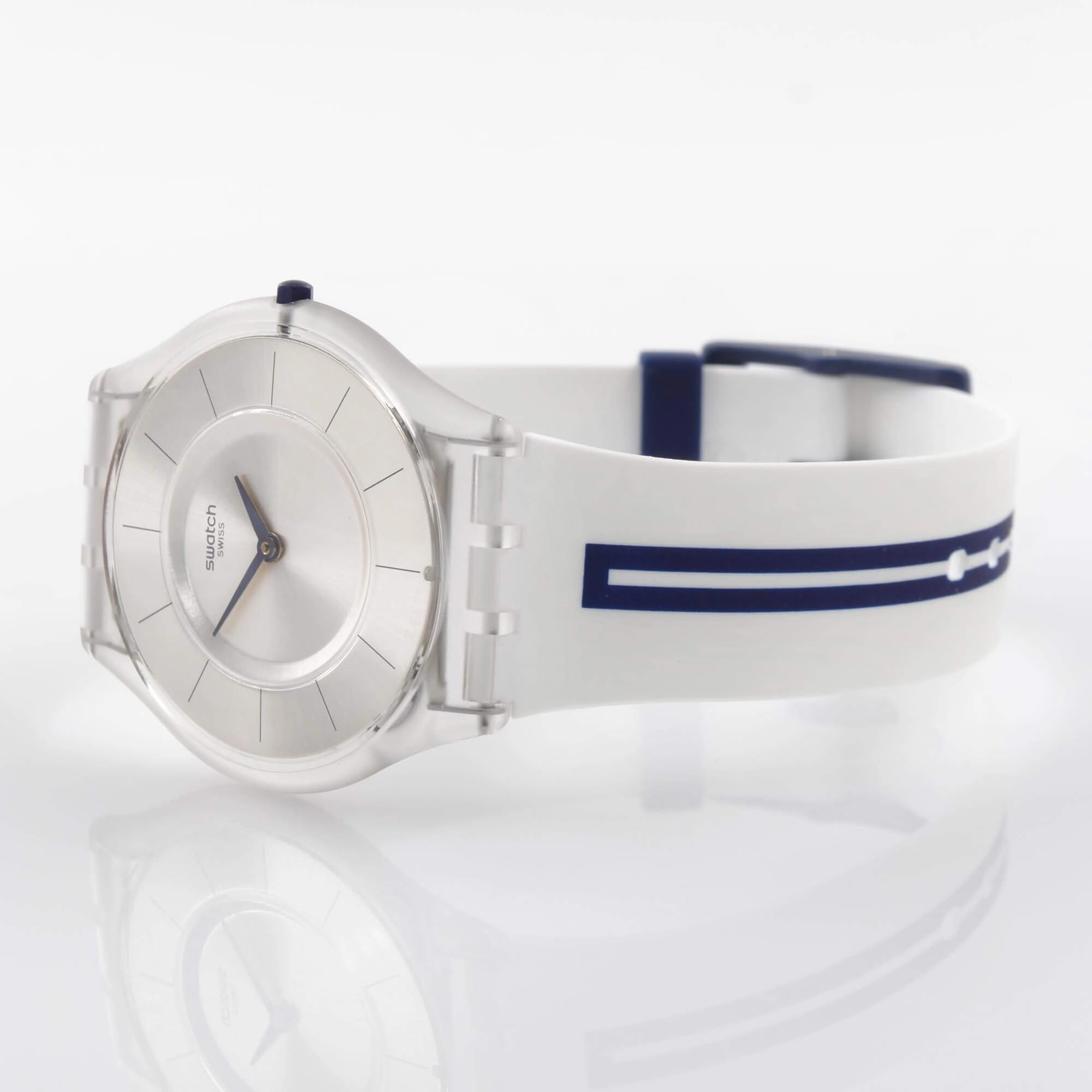 Swatch Women's Watch - Time to Swatch Mediolino Silver Dial Rubber Strap | SFE112