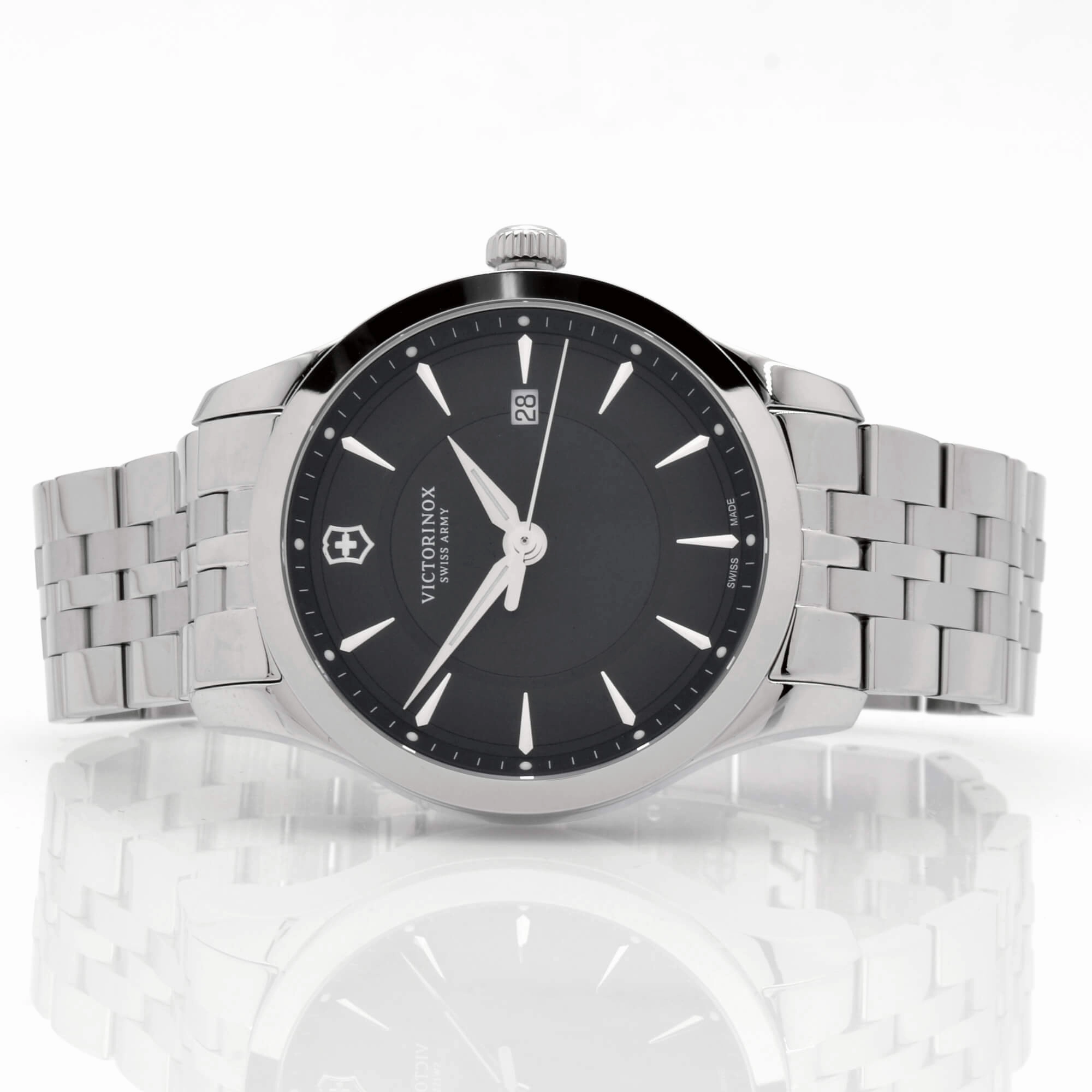 Swiss Army Men's Bracelet Watch - Alliance Black Dial Stainless Steel | 241801