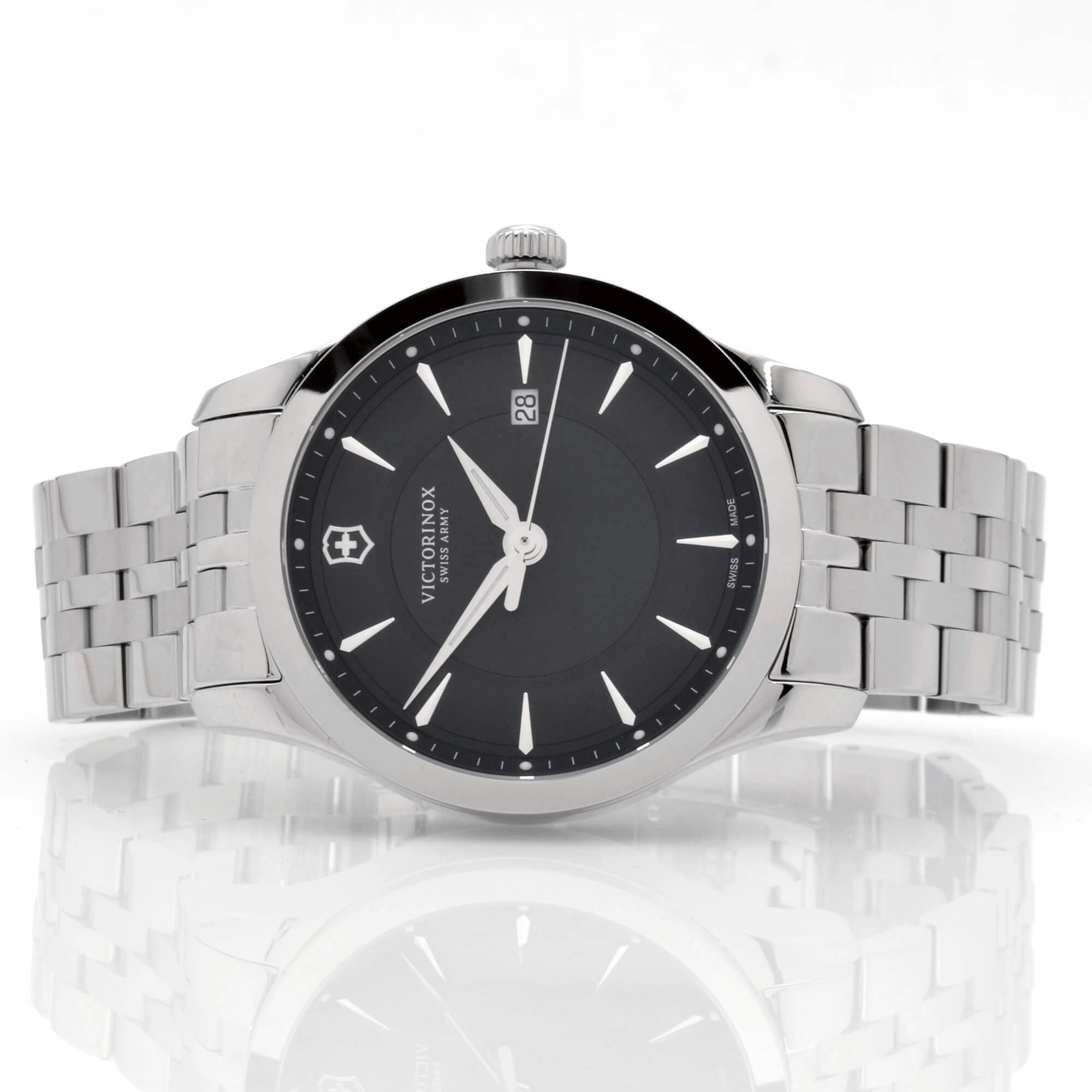 Swiss Army Men's Bracelet Watch - Alliance Black Dial Stainless Steel | 241801