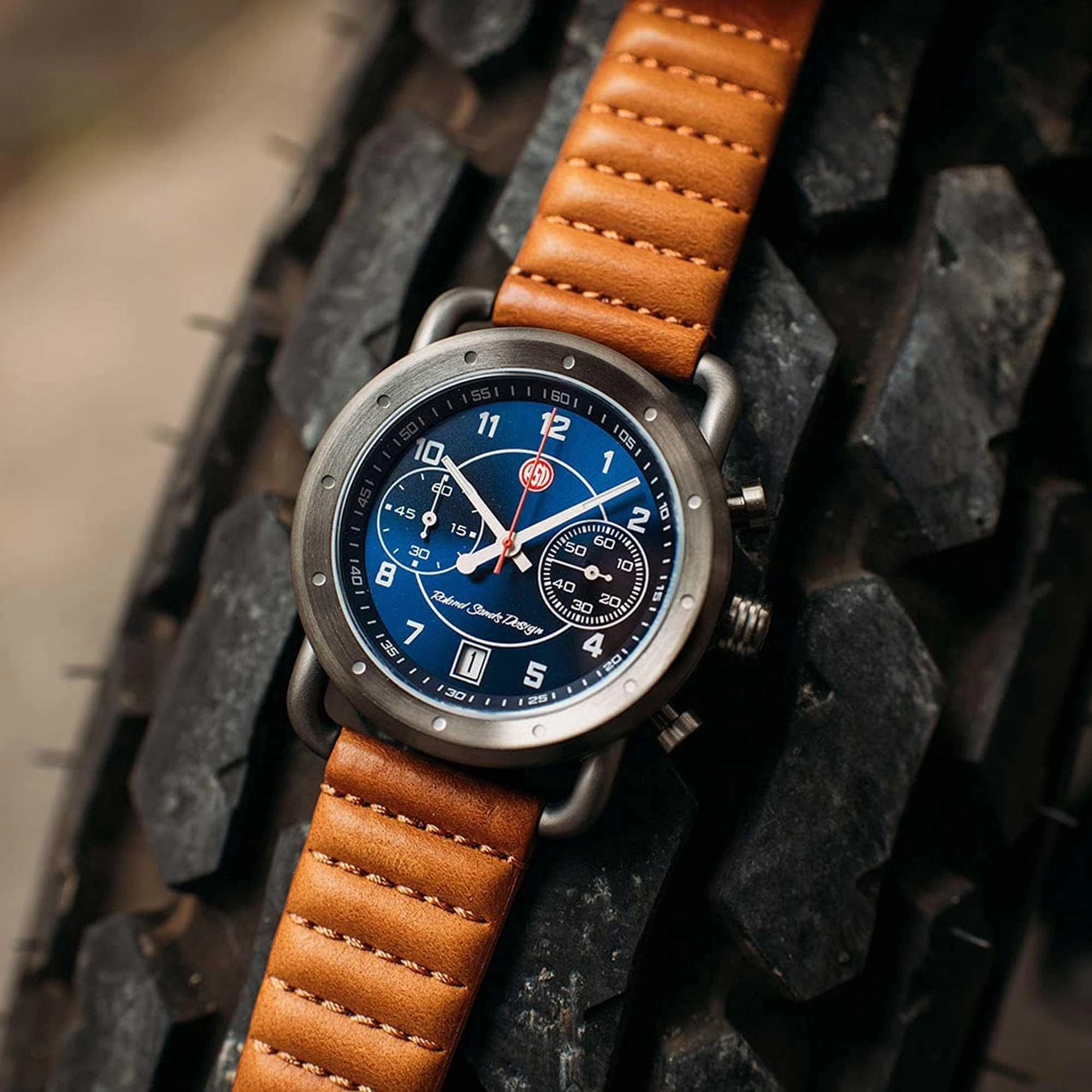 Szanto Icon Unisex Chronograph Watch - Roland Sands Signature Tan Strap | IC RS 2253