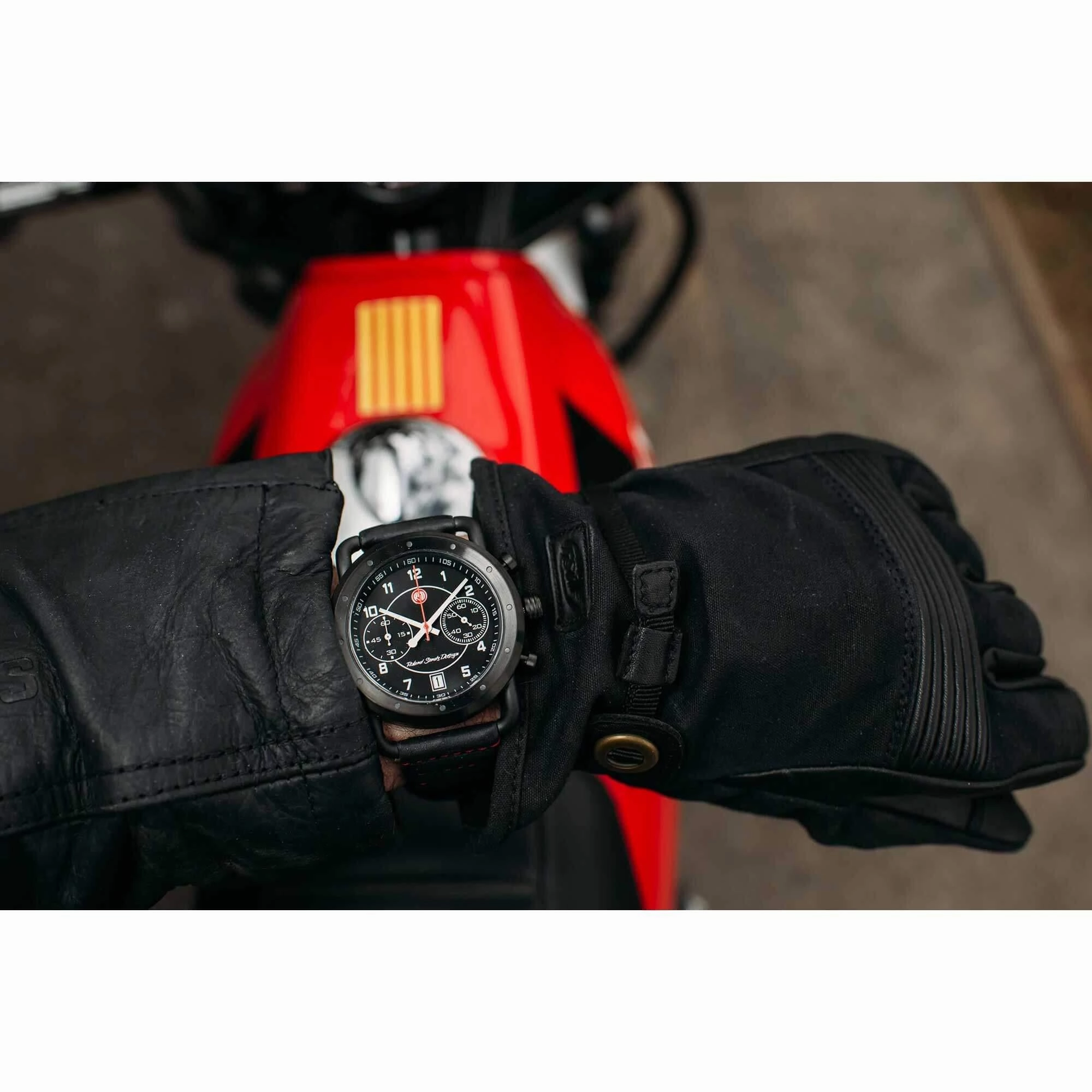 Szanto Icon Unisex Watch - Roland Sands Signature Black and Red Strap | IC RS 2252