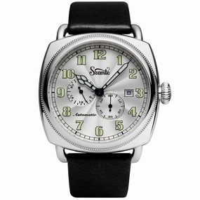 Szanto Men's Watch - Officer Coin Cushion Silver Tone Dial Black Strap | SZ 6202E