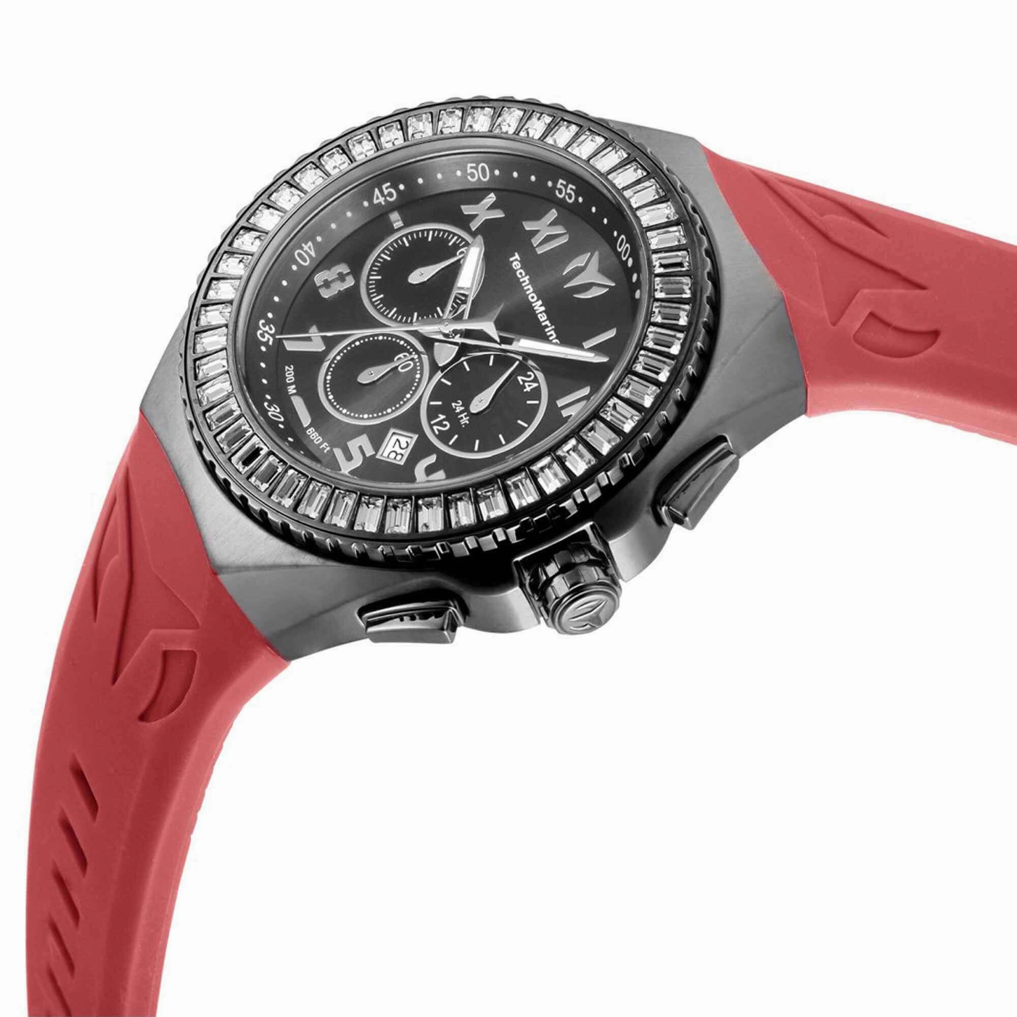 Technomarine Men's Chrono Watch - Manta Ocean Gunmetal Dial Burgundy Strap | TM-221038
