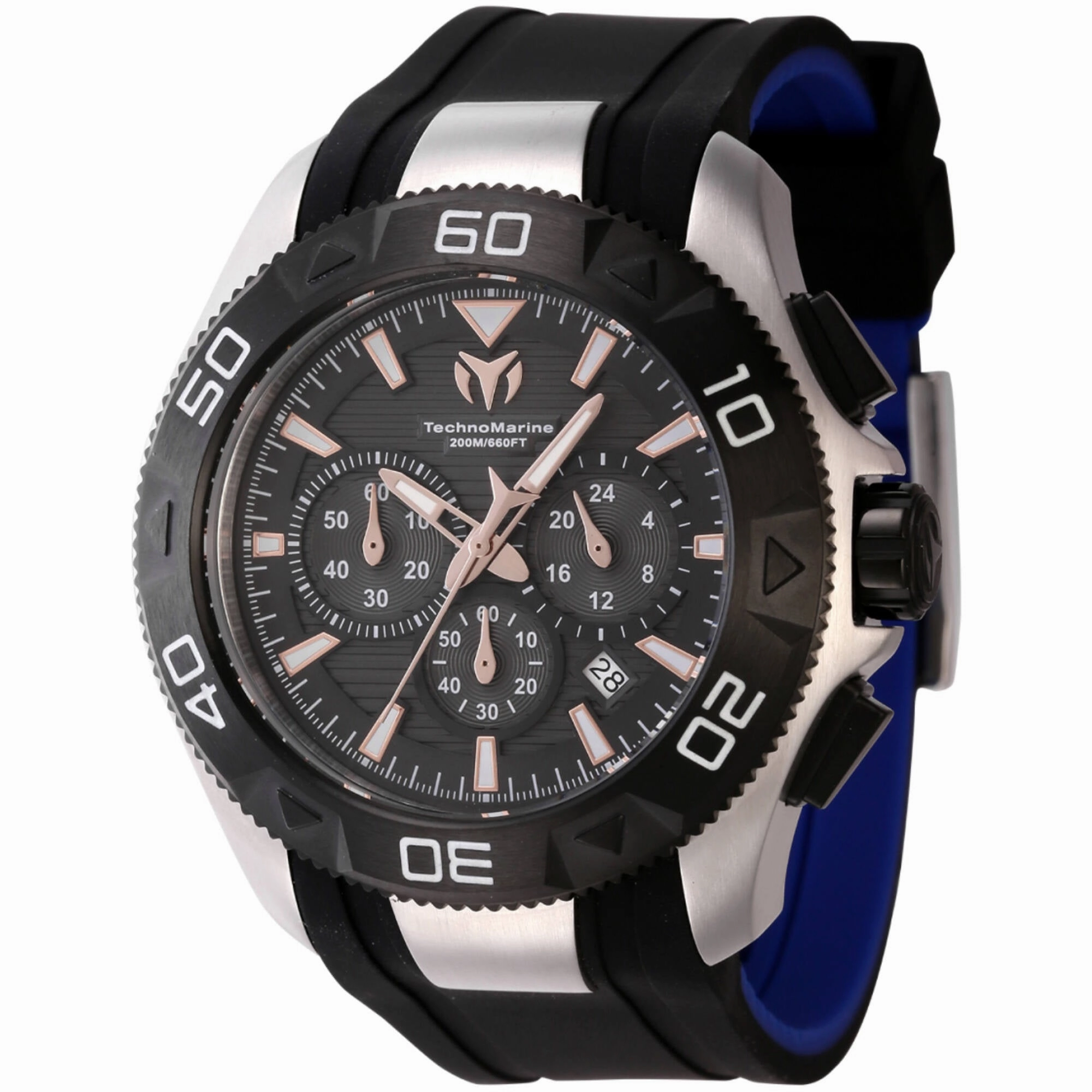 Technomarine Men's Chronograph Watch - UF6 Black and Blue Silicone Strap | TM-622002