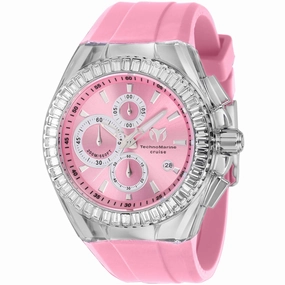 Technomarine Men's Crystal Watch - Cruise Glitz Pink Dial Black Strap | TM-121151