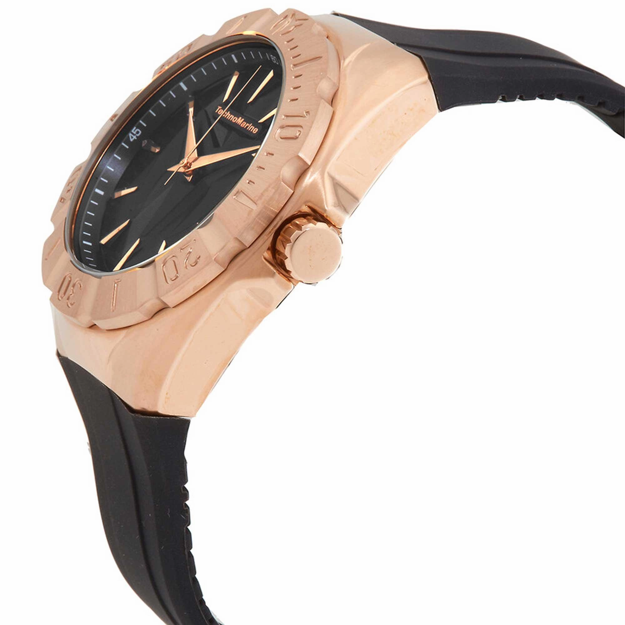 Technomarine Men's Quartz Watch - Cruise Rose Gold Case Black Rubber Strap | TM-120009