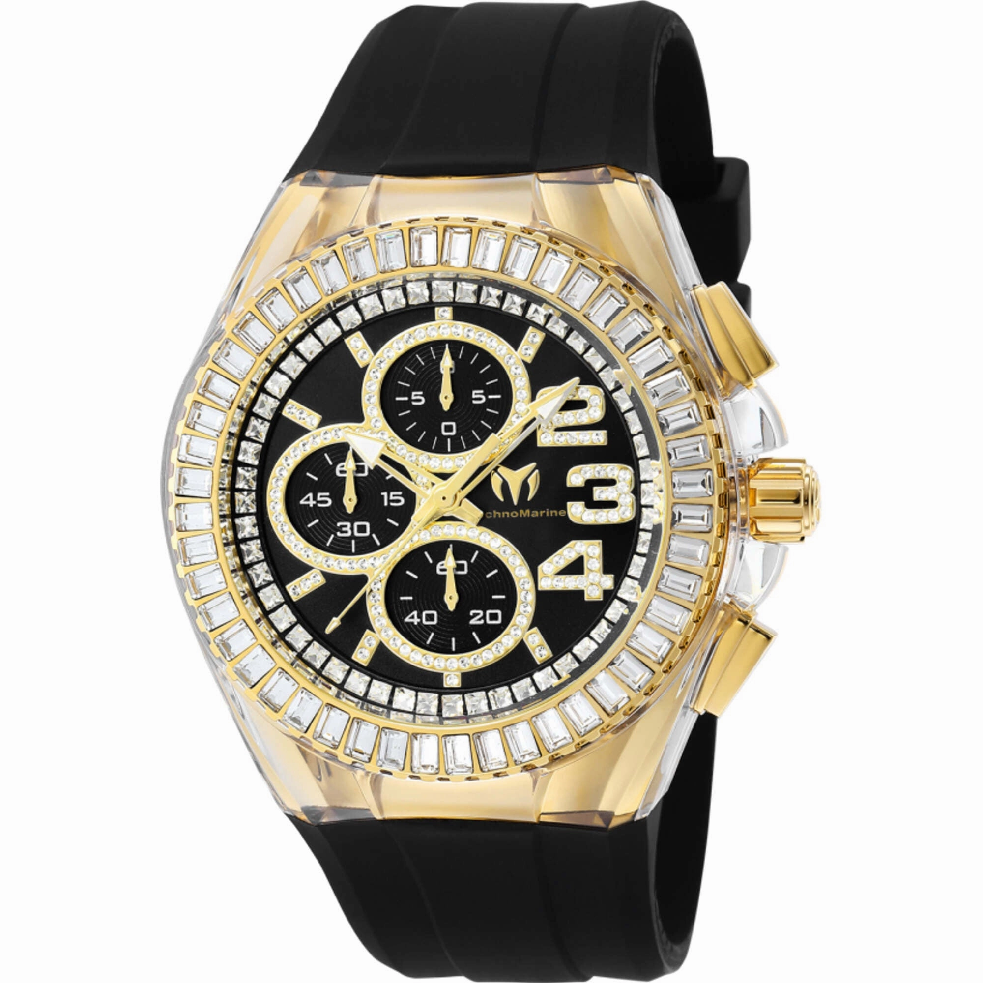 Technomarine Men's Watch - Cruise Glitz Chrono Crystal Black Dial Strap | TM-121011