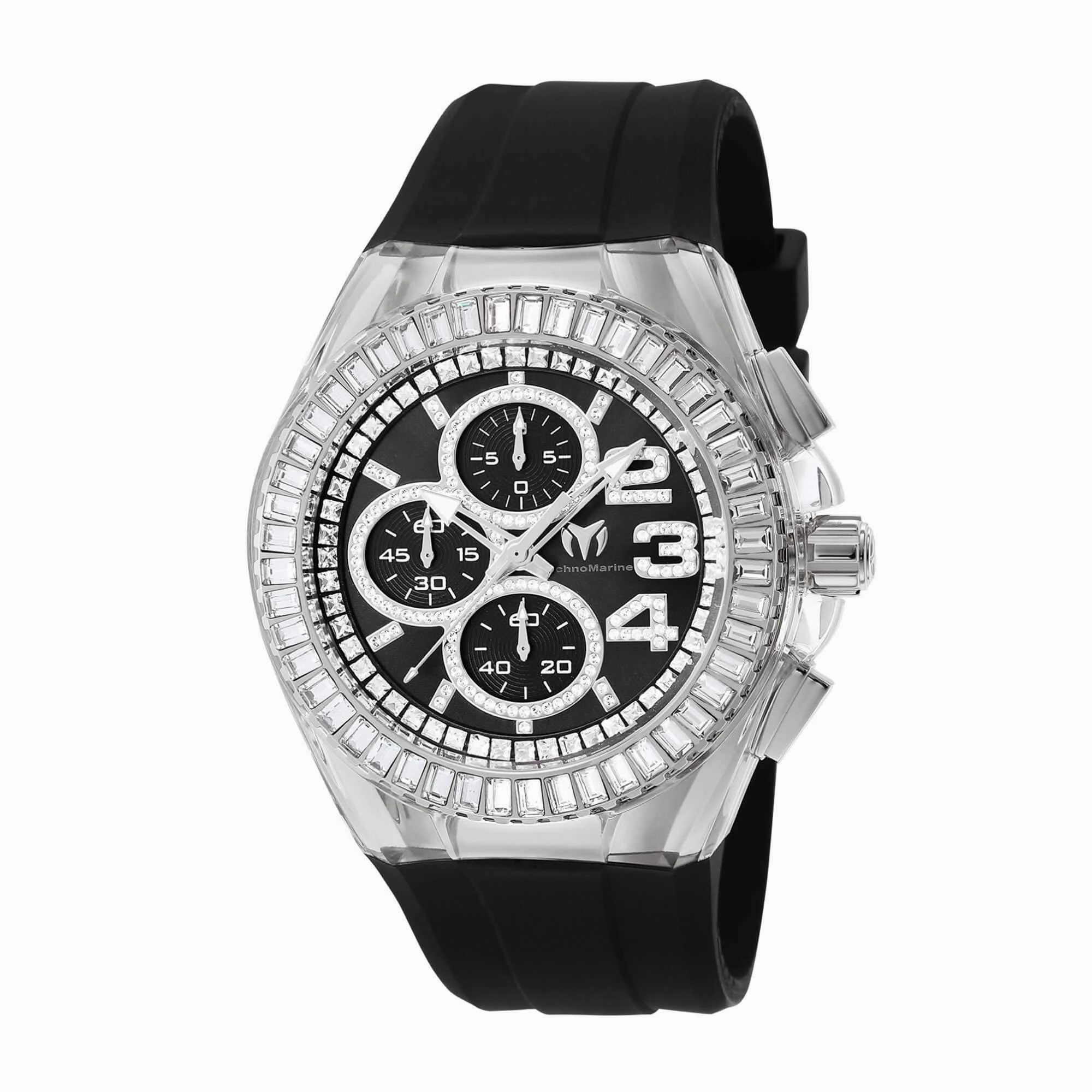 Technomarine Men's Watch - Cruise Glitz Quartz Black Dial Rubber Strap | TM-121006