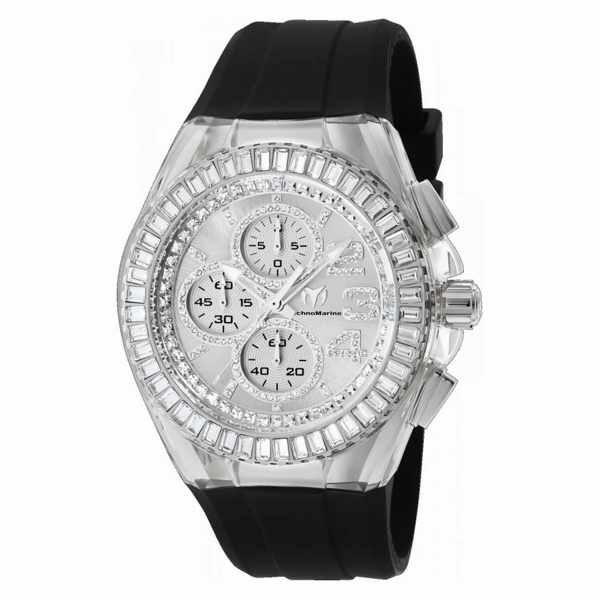 Technomarine Men's Watch - Cruise Glitz Quartz Silver Dial Rubber Strap | TM-121007
