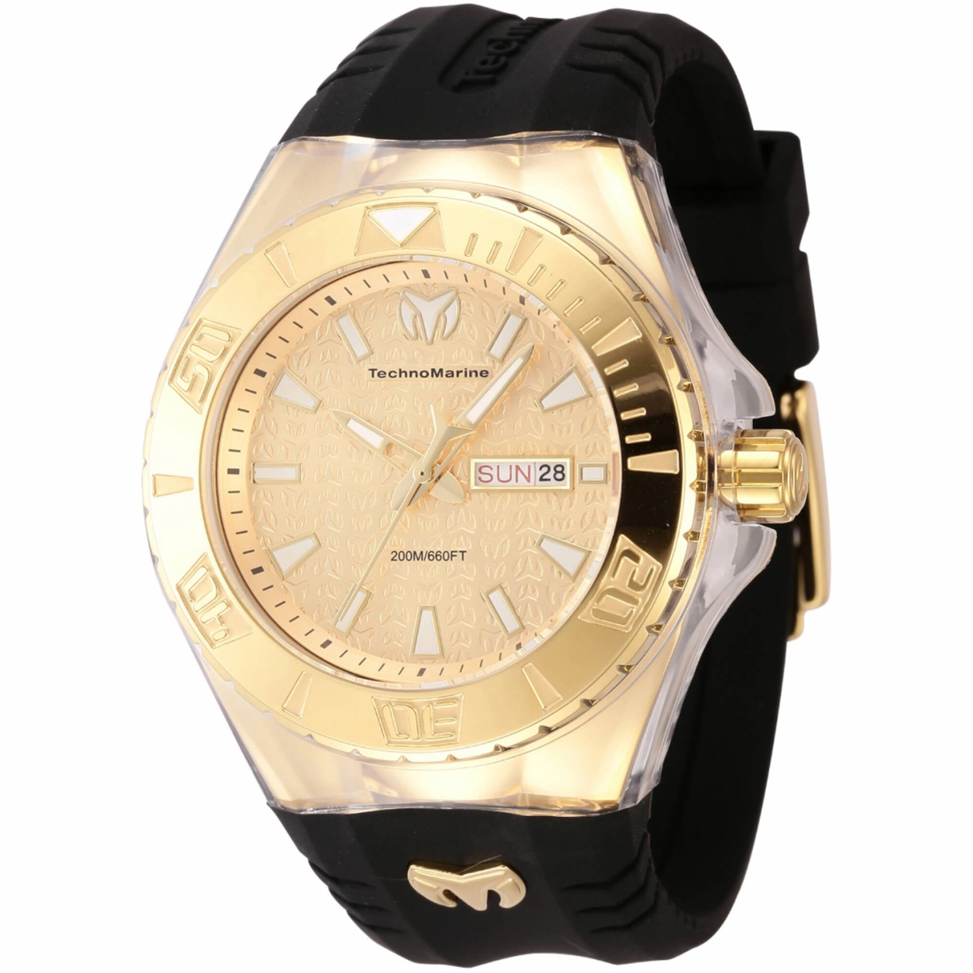 Technomarine Men's Watch - Cruise Monogram Gold Tone Dial Black Strap | TM-122012