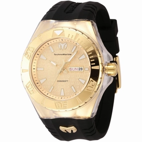 Technomarine Men's Watch - Cruise Monogram Gold Tone Dial Black Strap | TM-122012