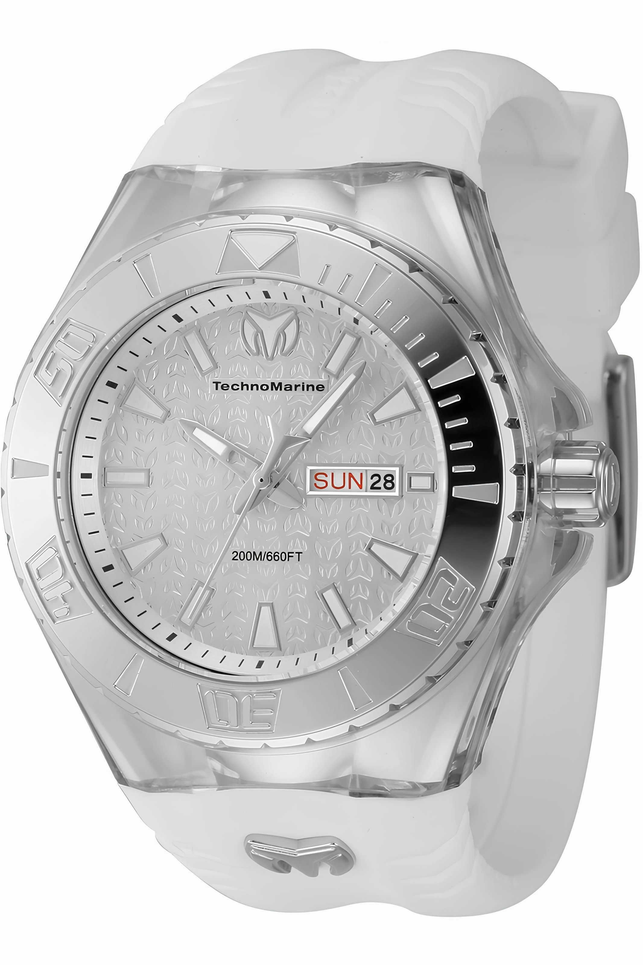Technomarine Men's Watch - Cruise Monogram Silver Tone Dial White Strap | TM-122008