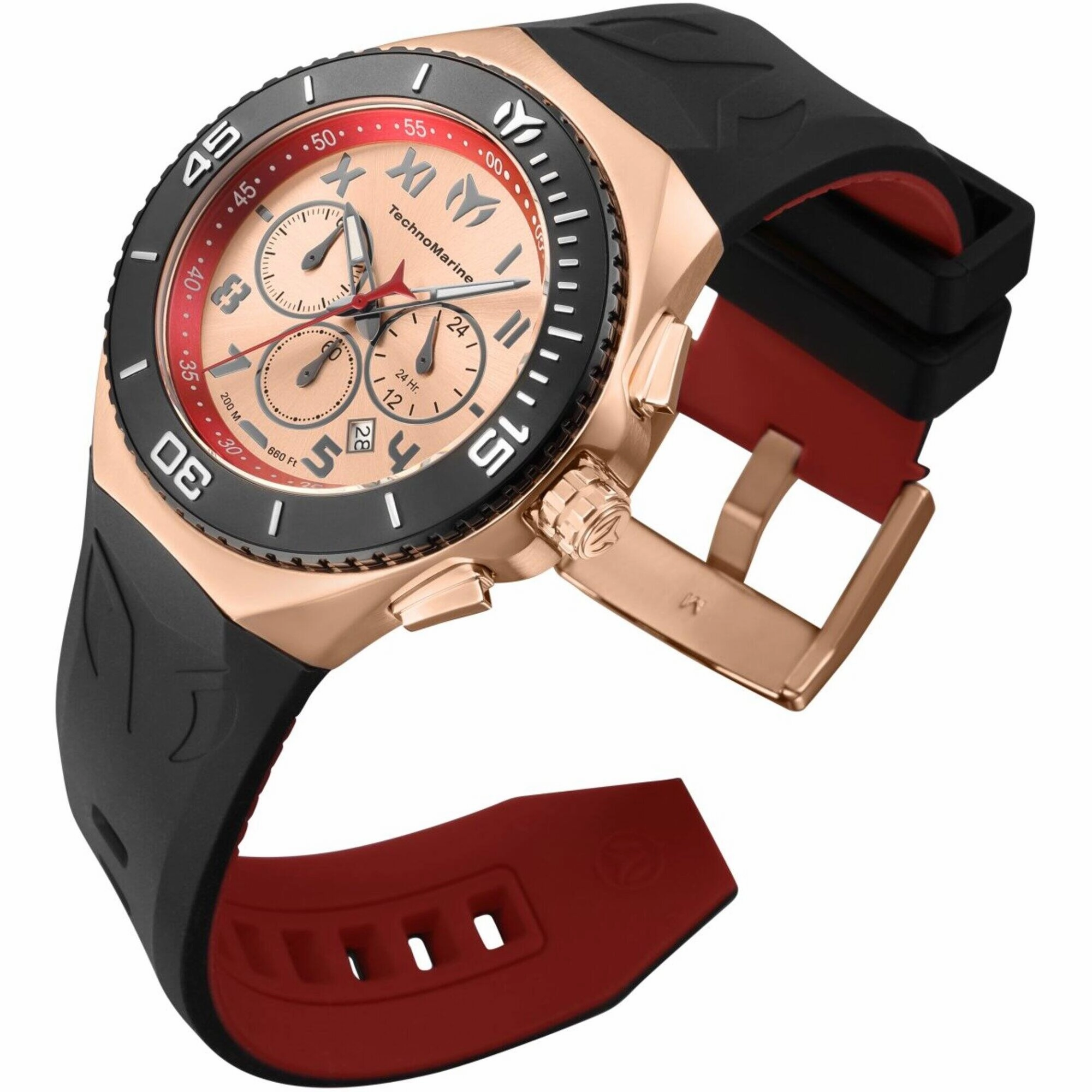 Technomarine Men's Watch - Manta Ocean Chronograph Red and Rose Gold Dial | TM-221047