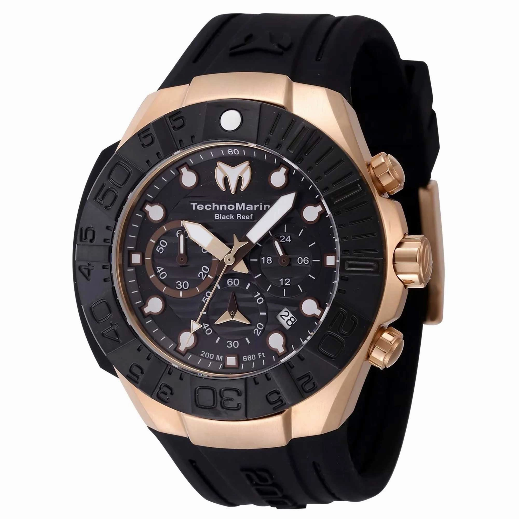 Technomarine Men's Watch - Reef Chronograph Black Dial Silicone Strap | TM-523011