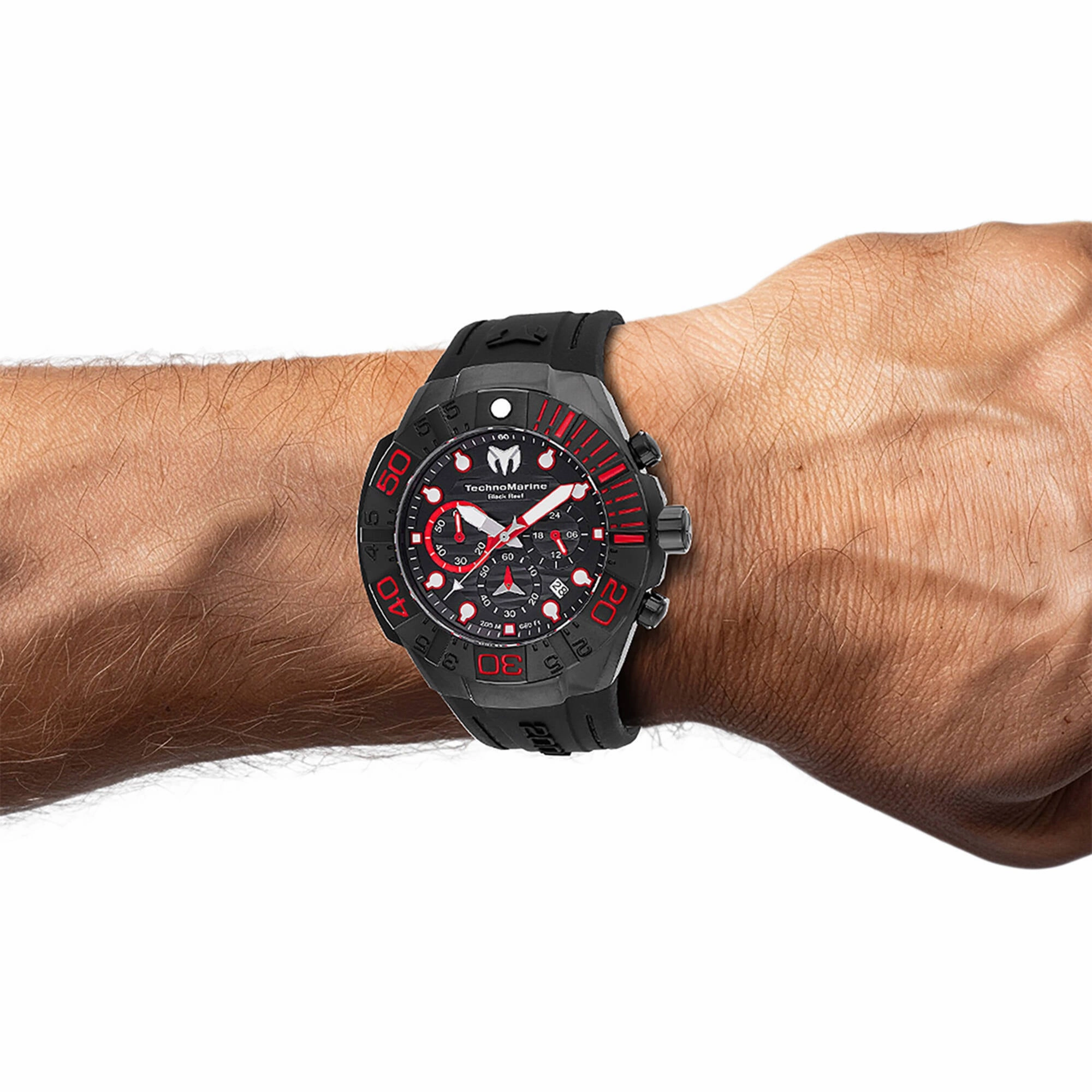 Technomarine Men's Watch - Reef Chronograph Black Silicone Rubber Strap | TM-523010