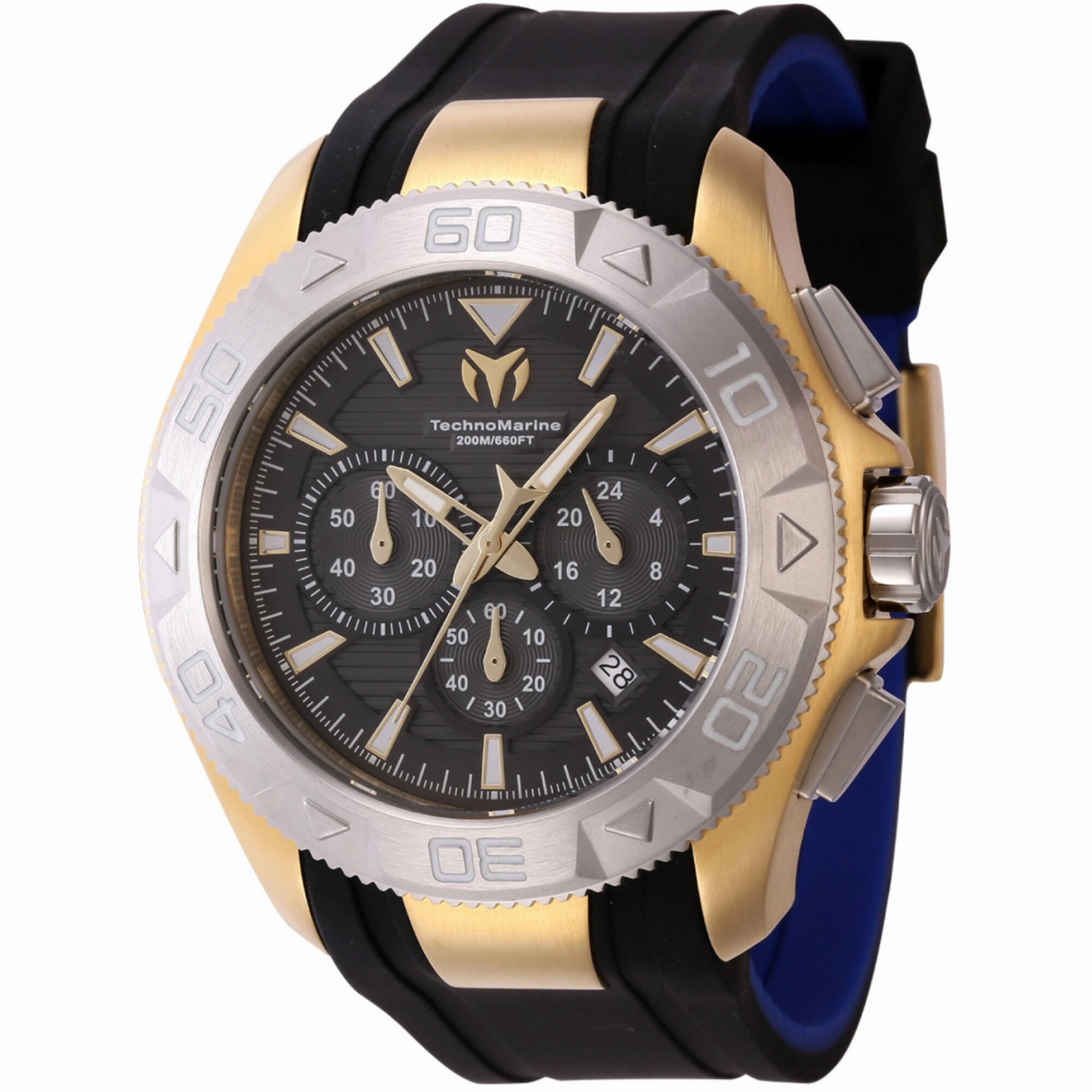 Technomarine Men's Watch - UF6 Silver Tone, Yellow Gold Case Black Dial | TM-622005