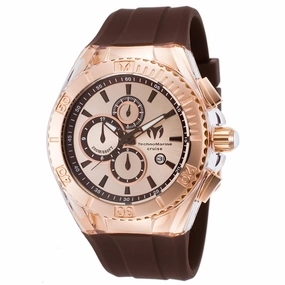 Technomarine TM-115217 Men's Cruise Star Rose Gold Dial Brown Silicone Strap Chronograph Dive Watch
