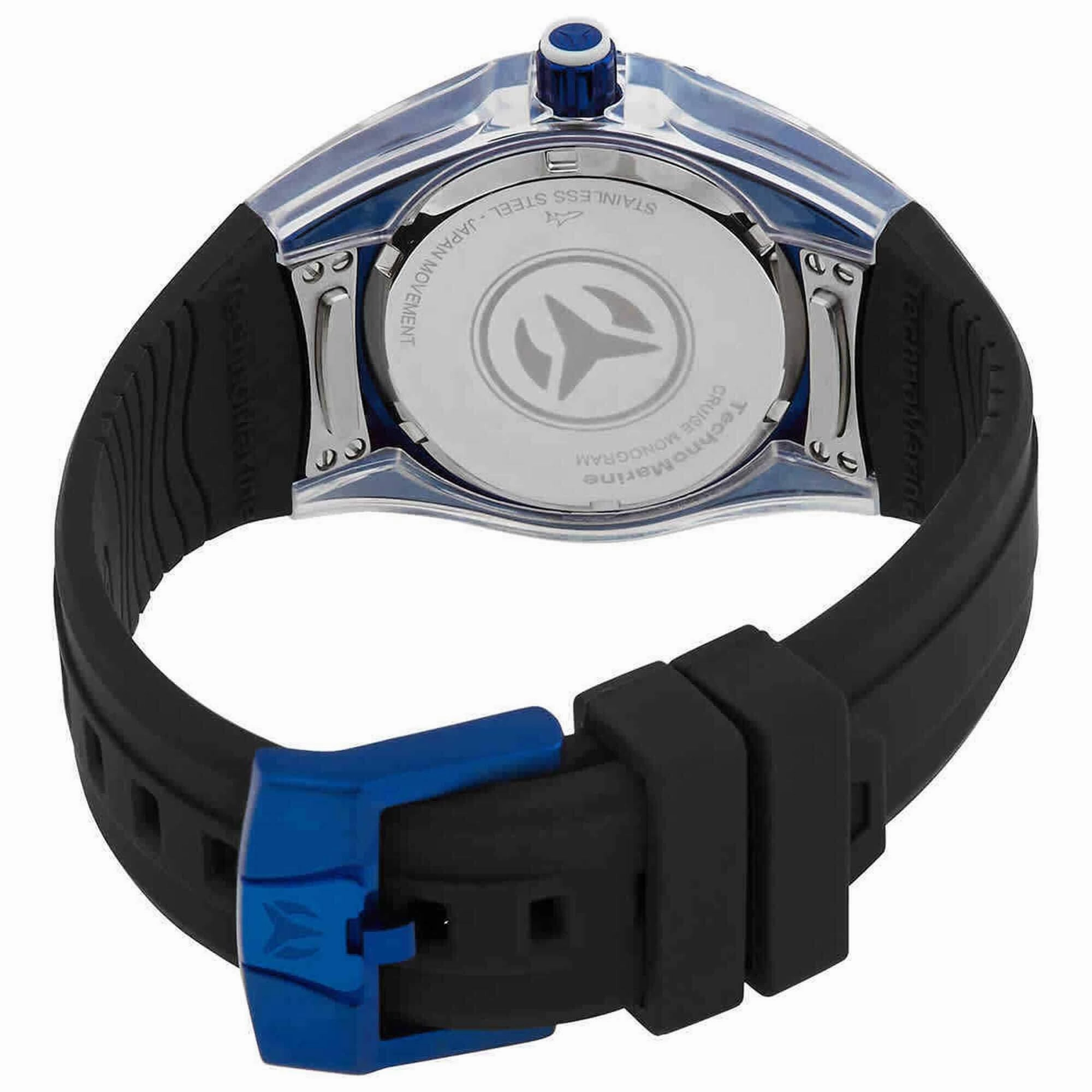 Technomarine Women's Watch - Cruise Blue Case Black Dial Silicone Strap | TM-121218