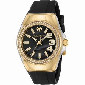 Technomarine Women's Watch - Cruise Crystal Black Dial Yellow Gold Case | TM-121251