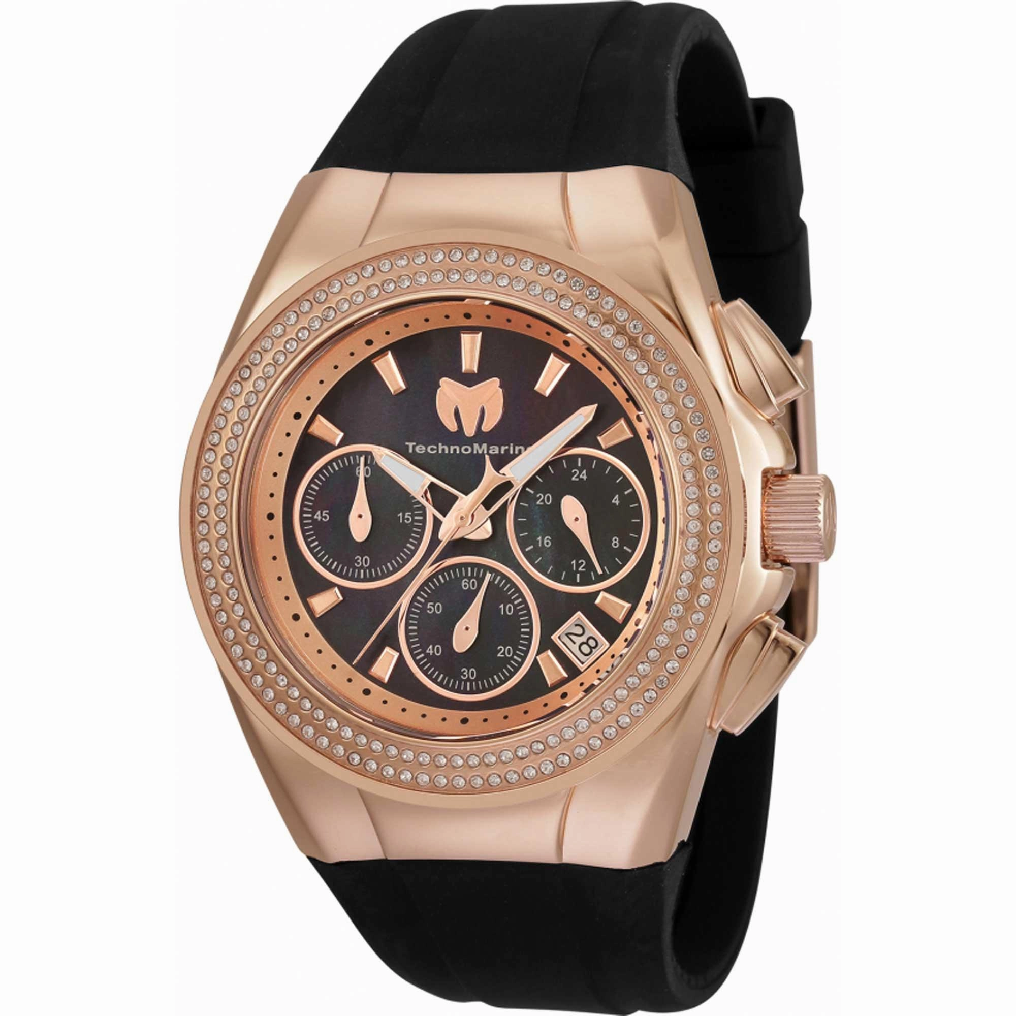 Technomarine Women's Watch - Cruise Diva Pave Black and Rose Gold Dial | TM-120043