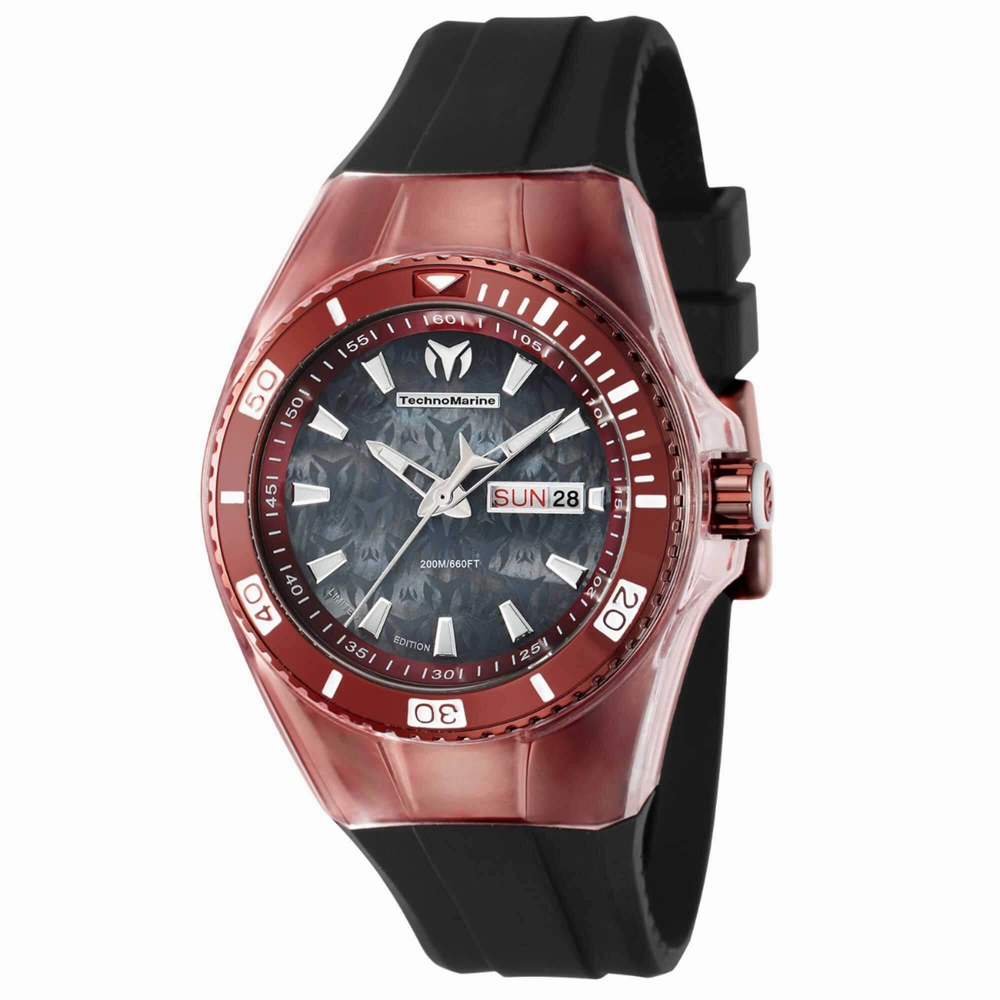 Technomarine Women's Watch - Cruise Red Case Black Dial Silicone Strap | TM-121220