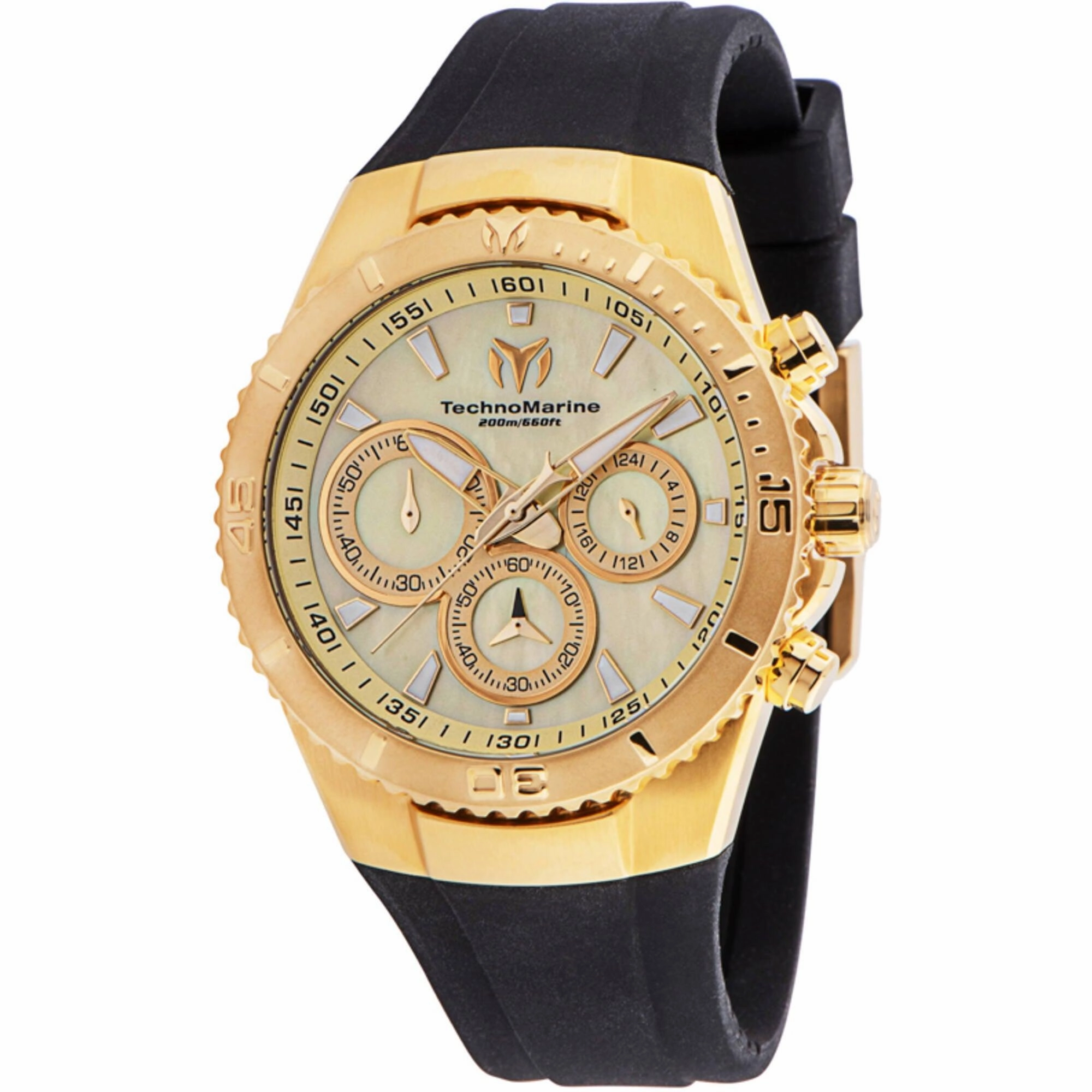 Technomarine Women's Watch - Manta Quartz Gold MOP Dial Black Strap | TM-220072