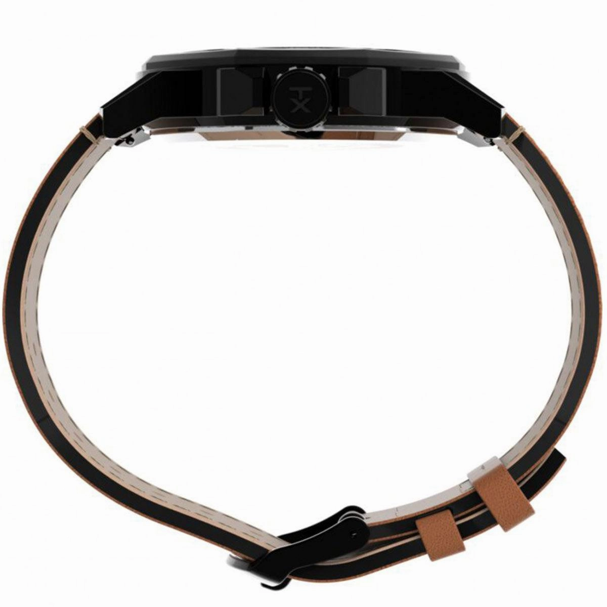 Timex Men's Quartz Watch - Essex Avenue Black Dial Leather Strap | TW2U15100VQ