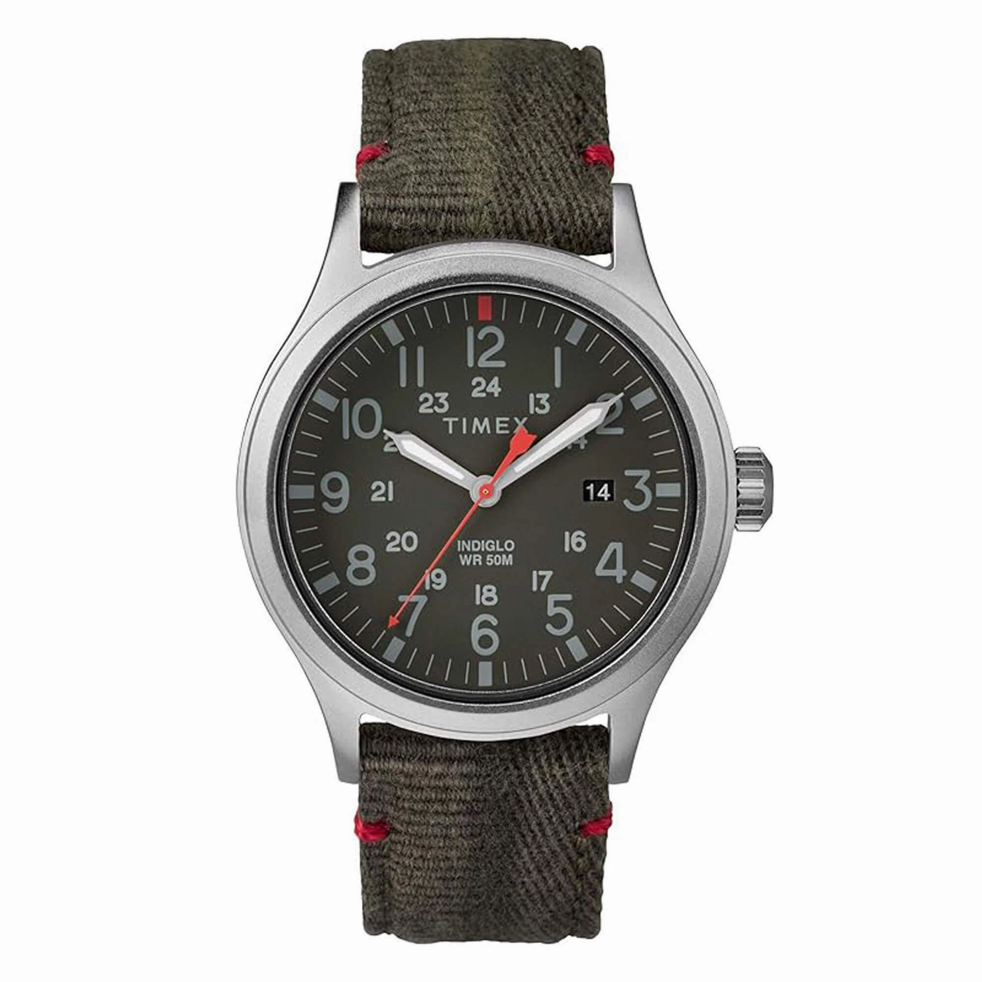 Timex Men's Watch - Allied Silver Tone Case Green Dial Fabric Strap | TW2R60900VQ