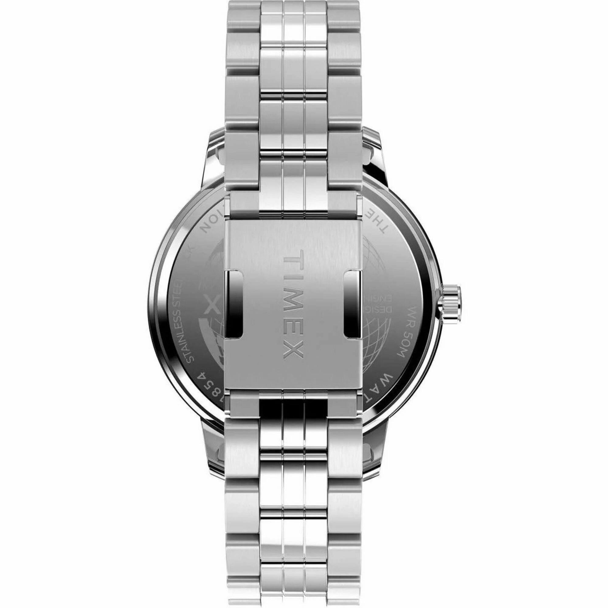 Timex Men's Watch - Chicago Quartz Dark Blue Dial Silver Steel Bracelet | TW2W13600
