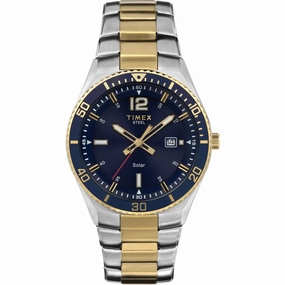 Timex Men's Watch - Classic Rotating Bezel Blue Dial Two Tone Bracelet | TW2V53800