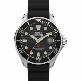 Timex Men's Watch - Deepwater Meridian Black Dial Synthetic Rubber Strap | TW2W81600