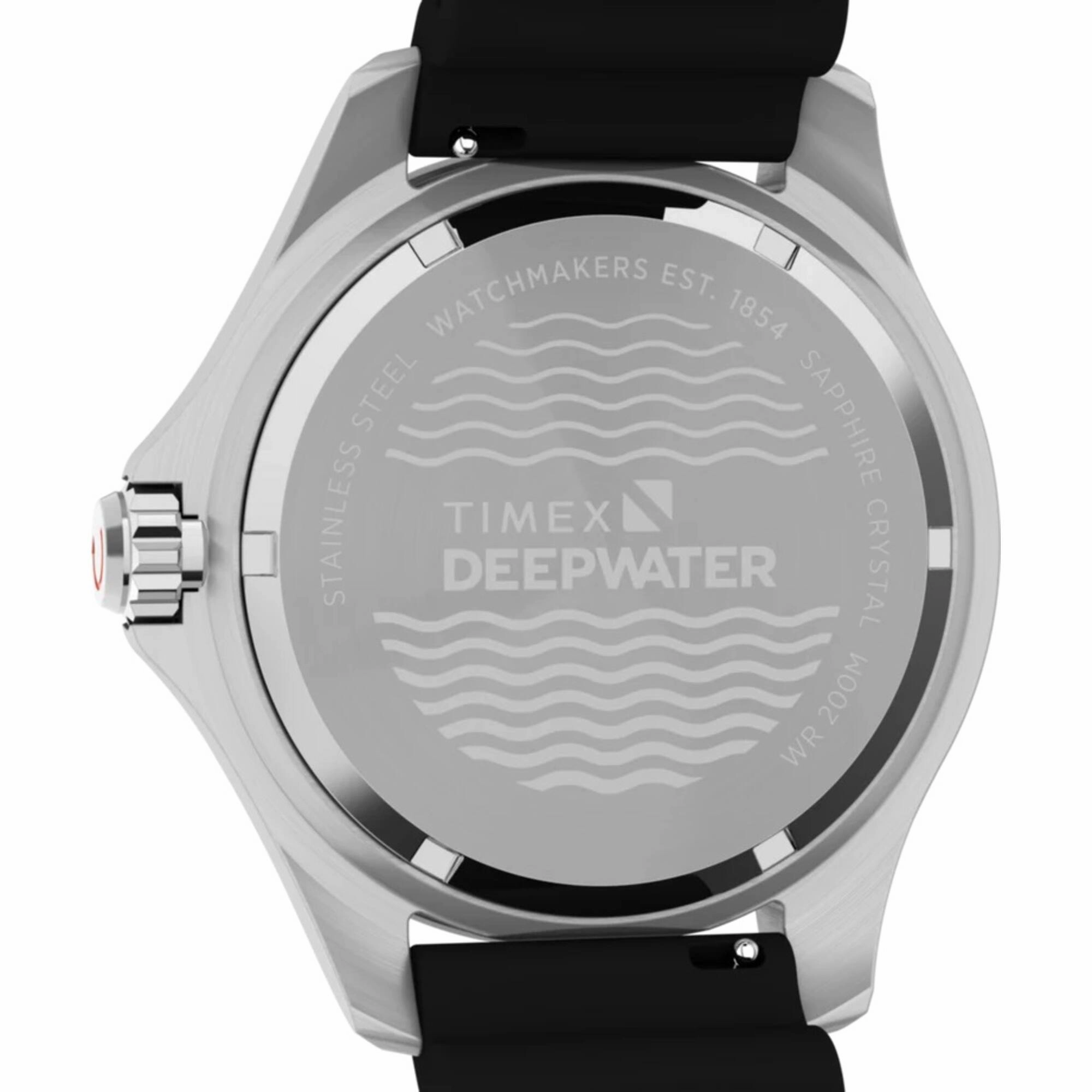Timex Men's Watch - Deepwater Meridian Black Dial Synthetic Rubber Strap | TW2W81600